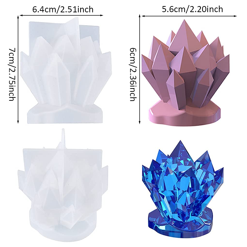 FineInno Crystal Cluster Resin Mold - Druzy Stone Silicone Mold for Epoxy Resin, Isomalt Gems, Candle Making, Jewelry, Fondant Cake Decor - DIY Craft & Home Decoration Supplies