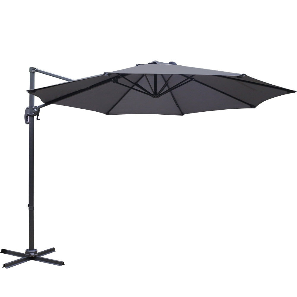 3M Roma 360-Degree Rotating Outdoor Patio Umbrella - Charcoal Black for Garden, Poolside, and Backyard Relaxation