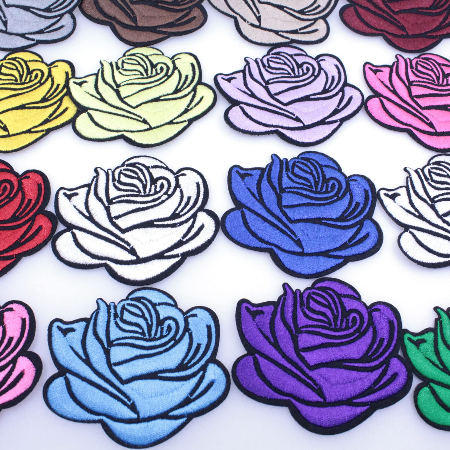 Black Rose Iron On Patches - Embroidered Sew On Applique for DIY Crafts, Clothing, Jackets & Home Decor | Perfect for Denim, Backpacks & Tablecloths (Floral Decorative Patch)