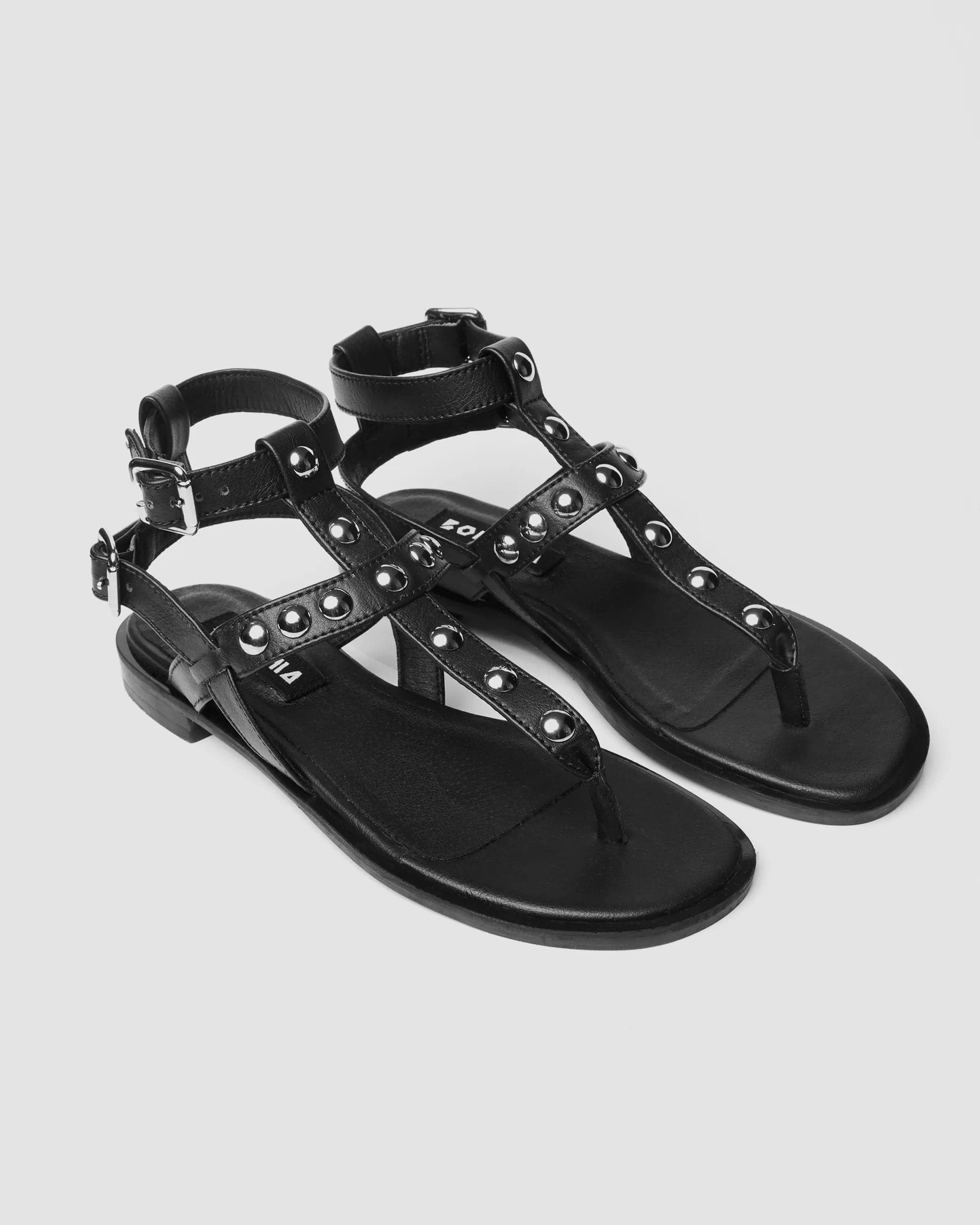 Vegan Grape Leather Gladiator Sandals for Women - Black | Eco-Friendly Fashion Footwear for Summer Outfits & Casual Wear