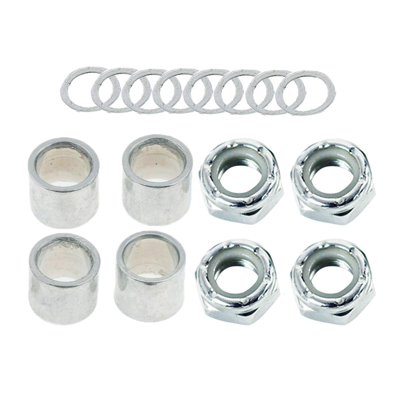 Premium Skateboard Truck Speed Kit - Axle Washers, Nuts & Spacers for Enhanced Bearing Performance | Durable Skateboard Hardware Accessories in Silver | Perfect for Street Skating, Park Riding & Outdoor Skateboarding