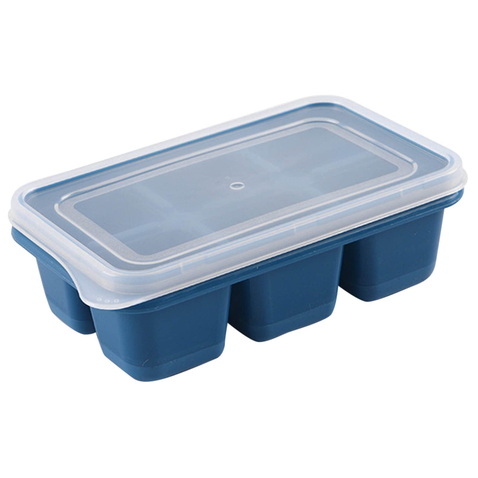 Yiser Plastic Ice Cube Tray with Lid - Leakproof Freezer Ice Box for Homemade Ice Cubes - Mini Ice Mould for Cocktails, Drinks & Kitchen Use (Blue, Standard Size)