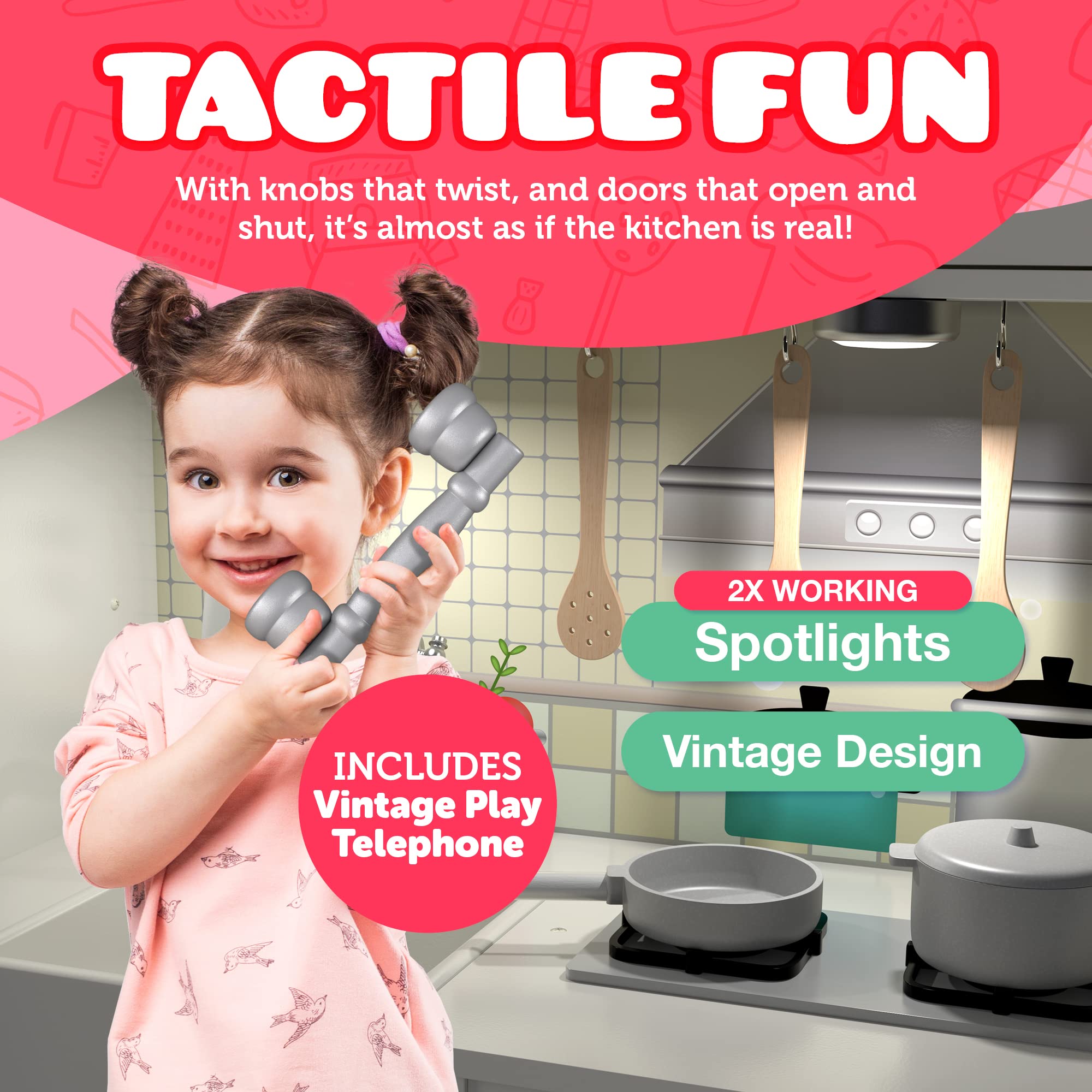 **Kiddery Toys Wooden Play Kitchen Set for Toddlers & Kids Ages 3-8 – Pretend Play Toy with Sink, Oven, Stove, Microwave & 9 Accessories – Durable Wooden Kitchen Toy for Imaginative Play, Birthday Gifts & Preschool Learning**