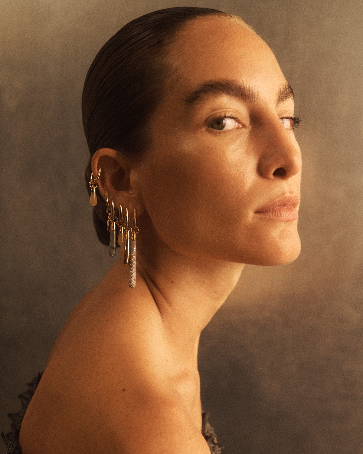 GRID 2 Pavé Supreme Jupiter Single Hoop Earrings - Elegant Gold-Plated Dainty Jewelry for Women | Perfect for Parties, Weddings & Everyday Wear