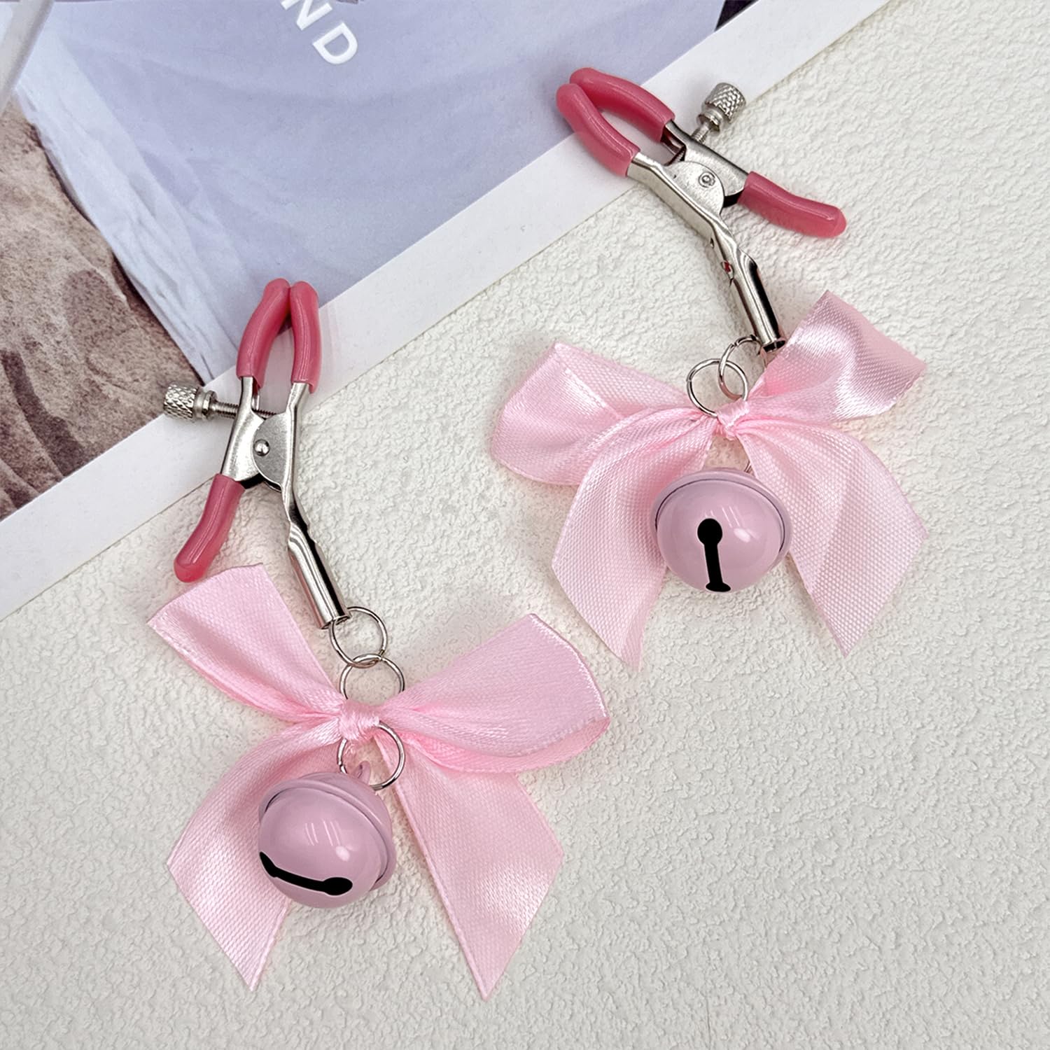 Adjustable Pressure Body Clamps - Stainless Steel Non-Piercing Body Jewelry with Bowknot & Bells | Faux Body Jewelry for Belly Chains, Belly Rings & Body Piercing Alternatives | Perfect for Belly Dancing, Costume Parties & Fashion Accessories