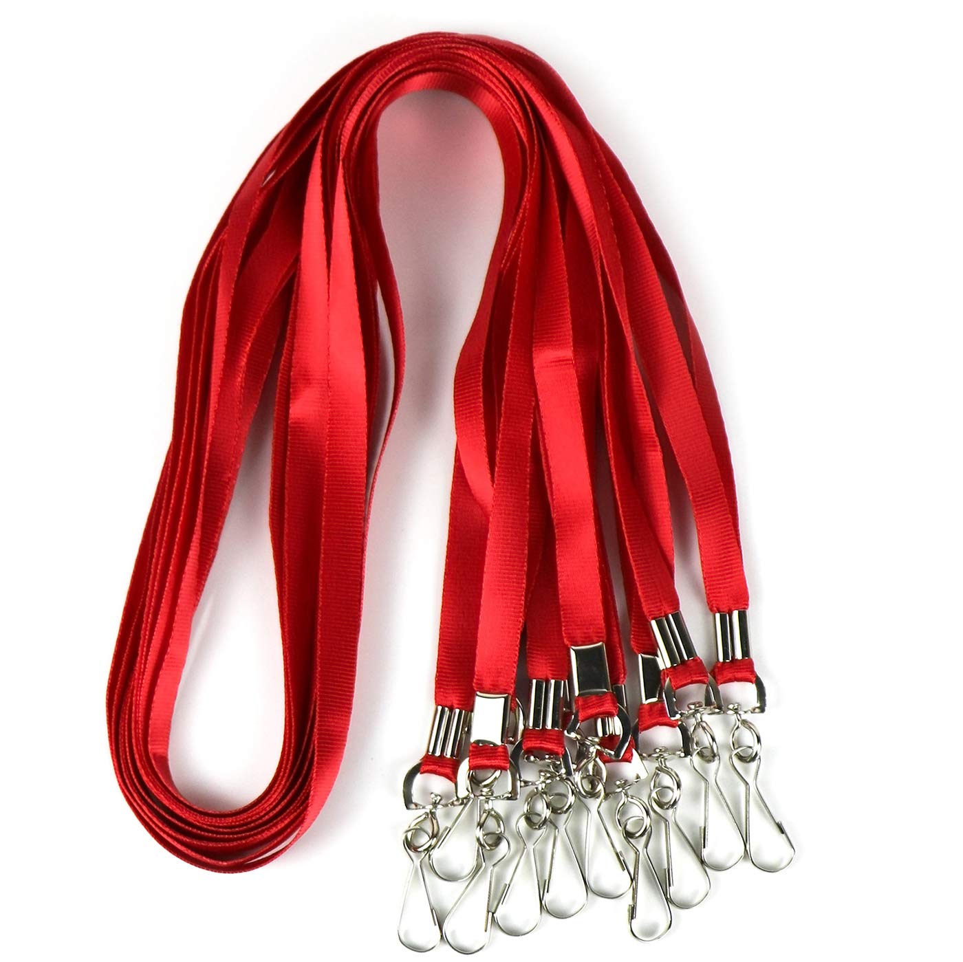Premium Nylon Lanyards Bulk 50-Pack for ID Badges - Office, School, Events (Red)