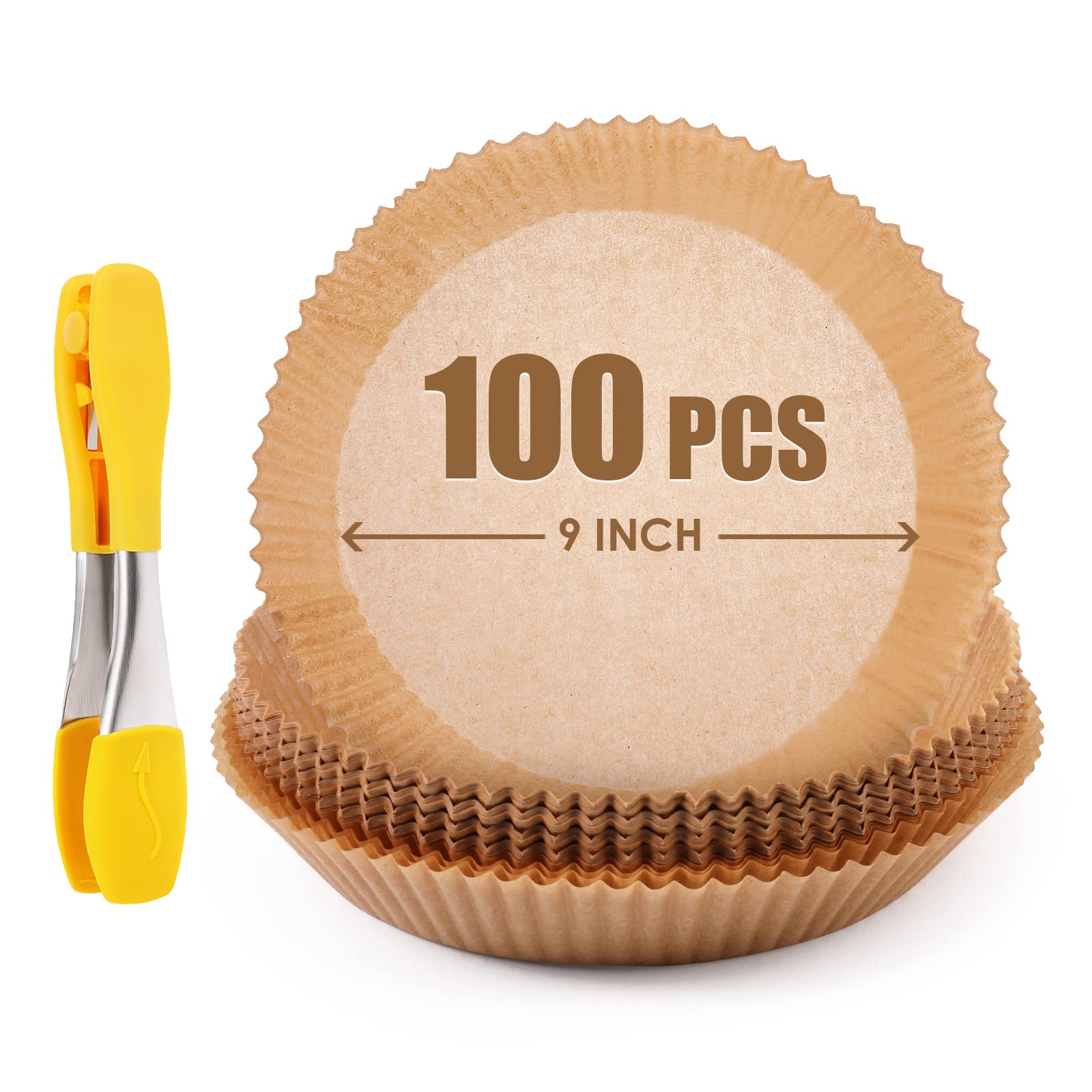 Disposable 9-Inch Round Air Fryer Liners - 100 Pack Parchment Paper for Air Fryer, Oven & Microwave Baking | Perfect for Healthy Cooking, Meal Prep & Quick Cleanup