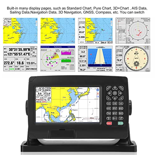 Marine GPS Chart Plotter with AIS Transponder & GNSS Antenna | Dual Map System | IPX6 Waterproof Satellite Navigator for Boats | Perfect for Offshore Fishing, Yachting & Marine Navigation