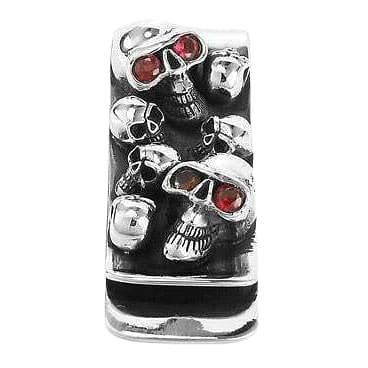 Red Garnet Skull Sterling Silver Money Clip for Bikers - Perfect for Motorcycle Enthusiasts & Gift Giving