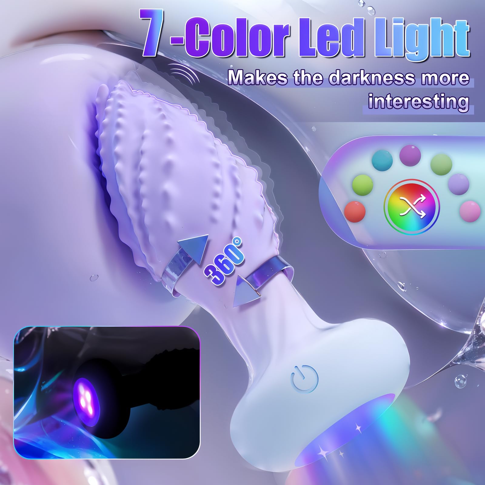 360° Rotating Vibrating Anal Plug with Remote Control - Prostate Massager for Men & Women, 10 Vibration Modes & LED Light - Adult Sex Toy for Couples, Solo Play & BDSM Exploration