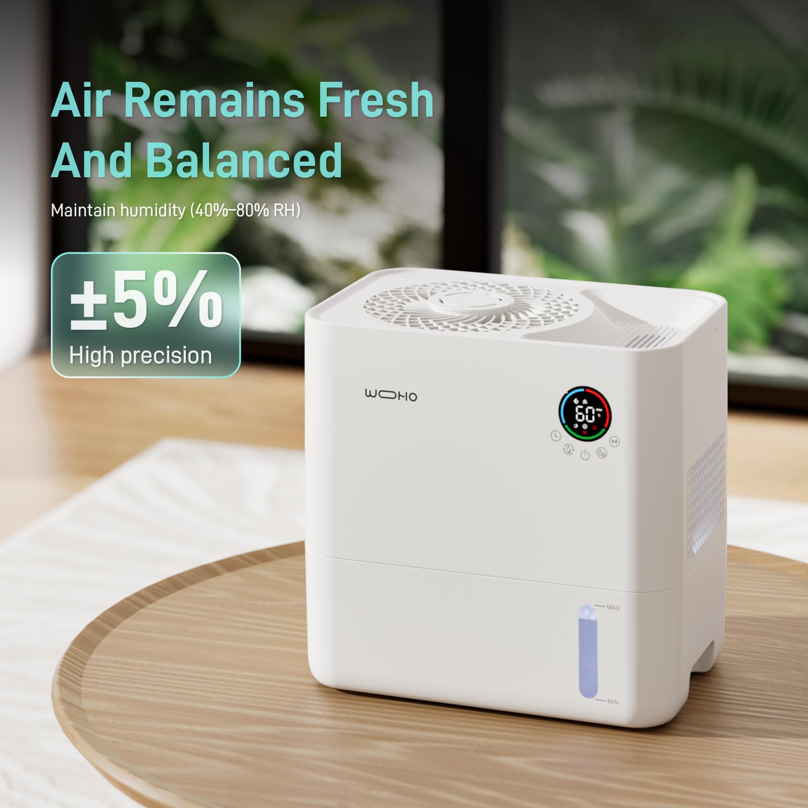 5L Quiet Top-Fill Evaporative Humidifier - No Mist, No White Dust, 5 Speed & 14H Timer with Aroma Diffuser - Perfect for Baby Nursery, Bedroom, Home & Office - Relieves Dry Air for Better Sleep & Comfort