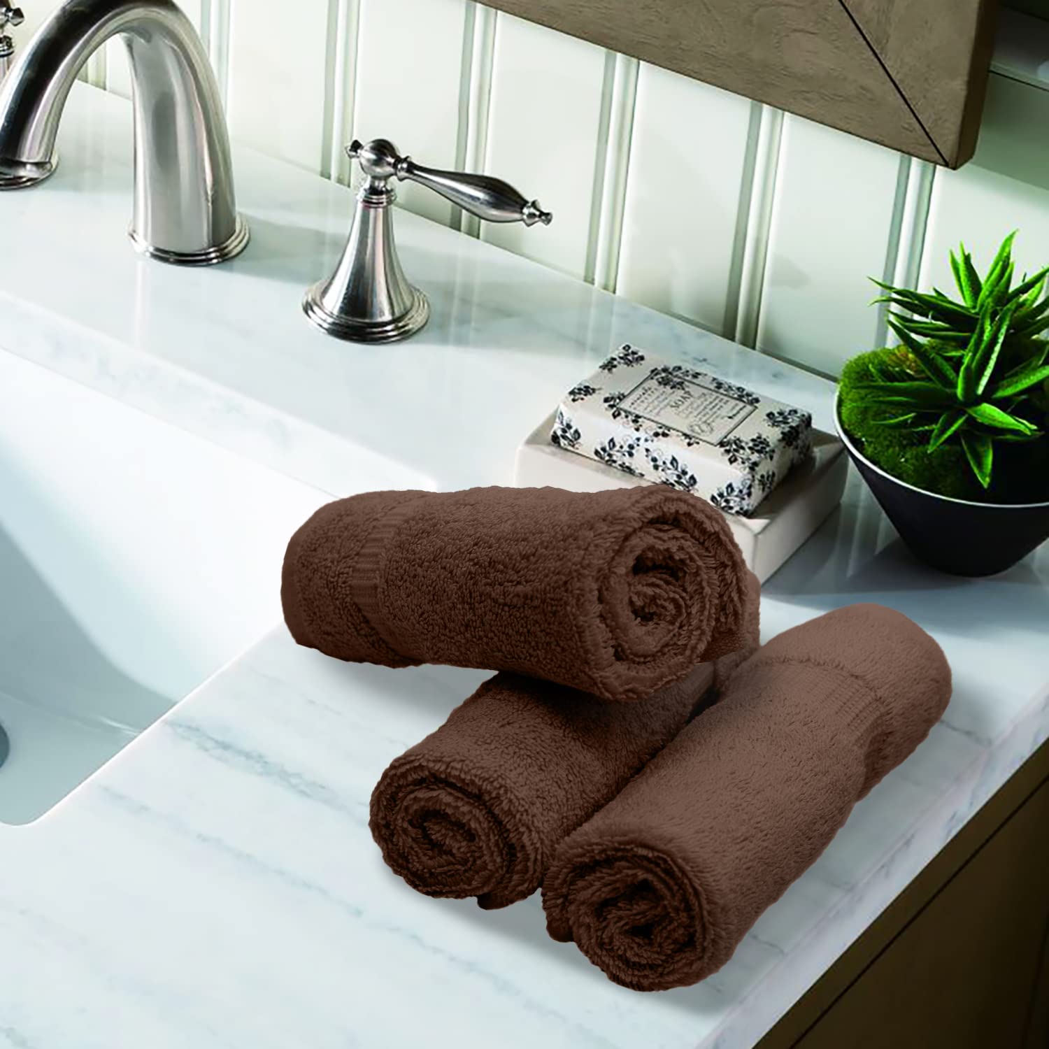 Premium 100% Turkish Cotton 700 GSM Luxury Washcloths Set of 6 - Ultra Soft Spa & Hotel Quality Face Towels for Makeup Removal, Facial Cleansing & Baby Care (13
