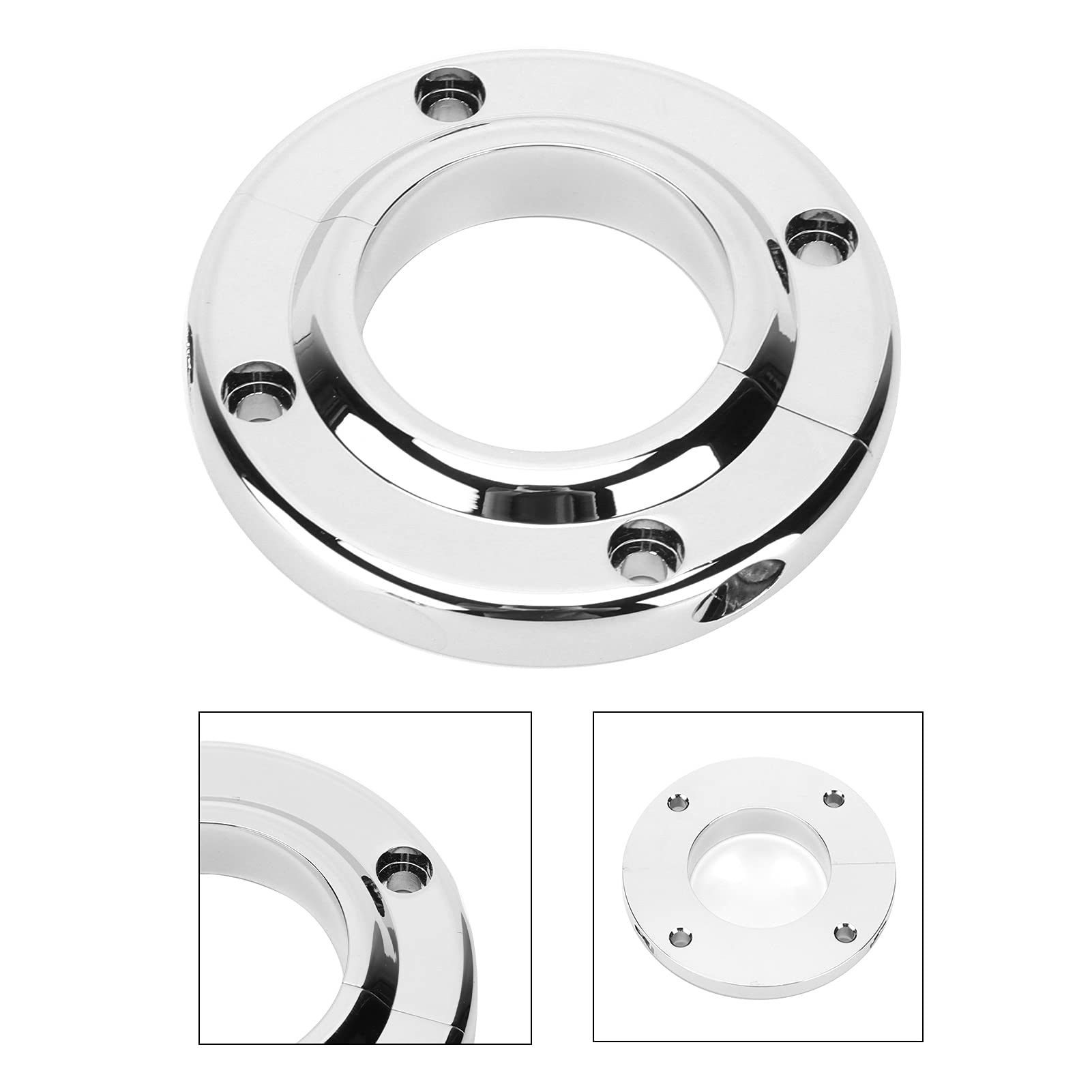 Aluminum Alloy Steering Column Floor Mount - Pack of 2, Polished Round Replacement for BBC 350 Engine with 4 Mounting Holes & 360° Rotation - Perfect for Car Restoration & Hot Rod Builds