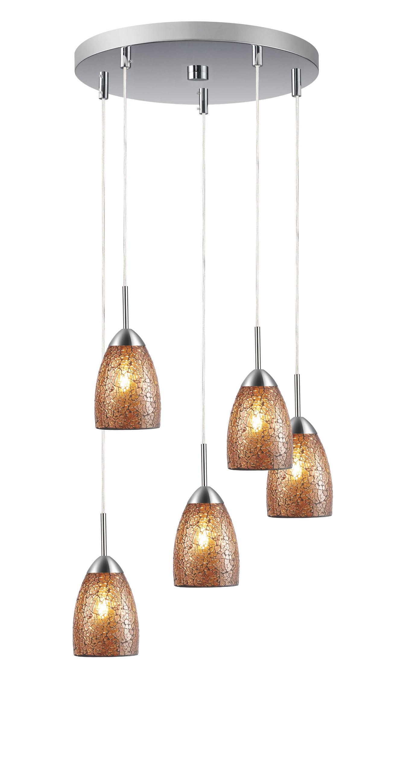 Venezia 5-Light Mini Pendant Cluster Chandelier - 13 to 84 Inch Adjustable Height, Satin Nickel Finish - Perfect for Kitchen Island, Dining Room, or Entryway Lighting