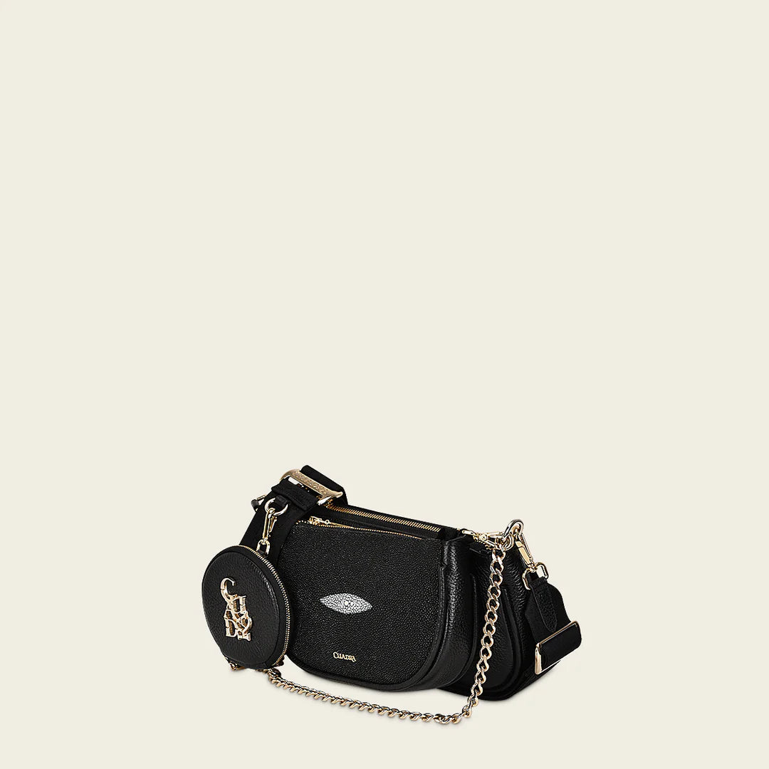 BOD66MA Women's Cuadra Black Fashion Stingray Crossbody Bag - Stylish & Durable for Everyday Use, Travel, and Special Occasions