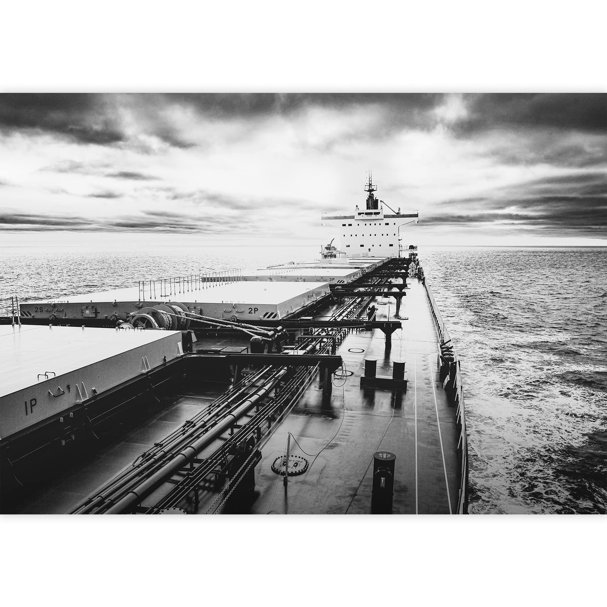 Wall26 Removable Wall Sticker - Black & White Military Ship Ocean Mural | Nautical Nature Photography | Realistic Landscape Decoration | Rustic Zen Style | 100