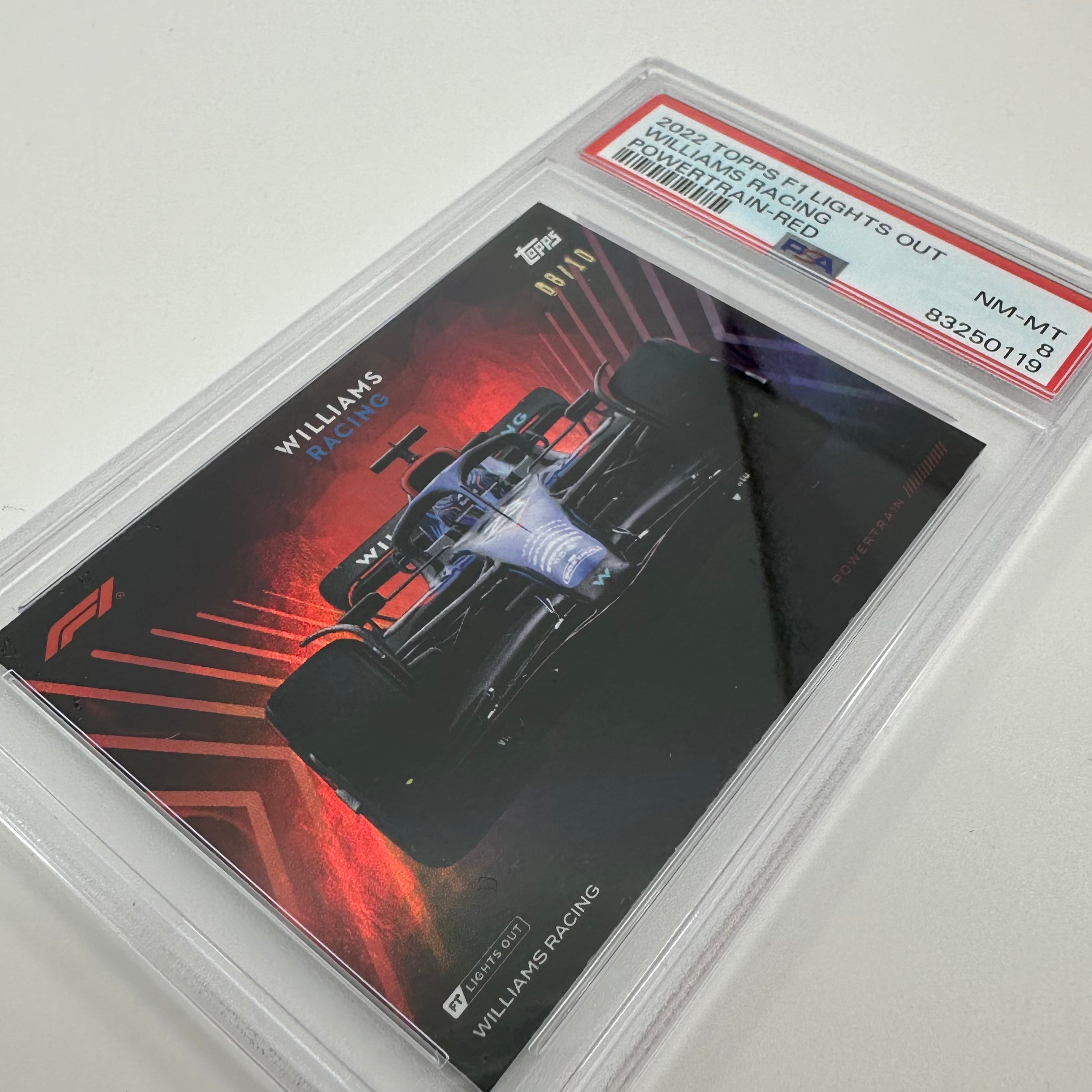 PSA 8 Graded 2008 Williams Racing F1 Team Powertrain Red Trading Card - Perfect for F1 Collectors & Motorsport Memorabilia Displays