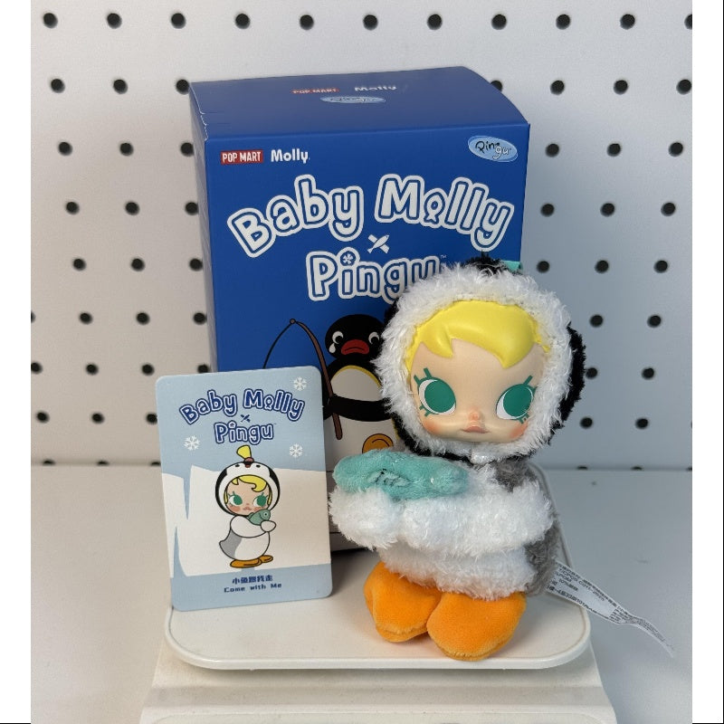 **Baby MOLLY Pingu Happy Fishing Series Vinyl Plush Keychain - Cute Cartoon Pendant for Kids, Gifts & Backpacks - Perfect for School, Travel & Playtime**