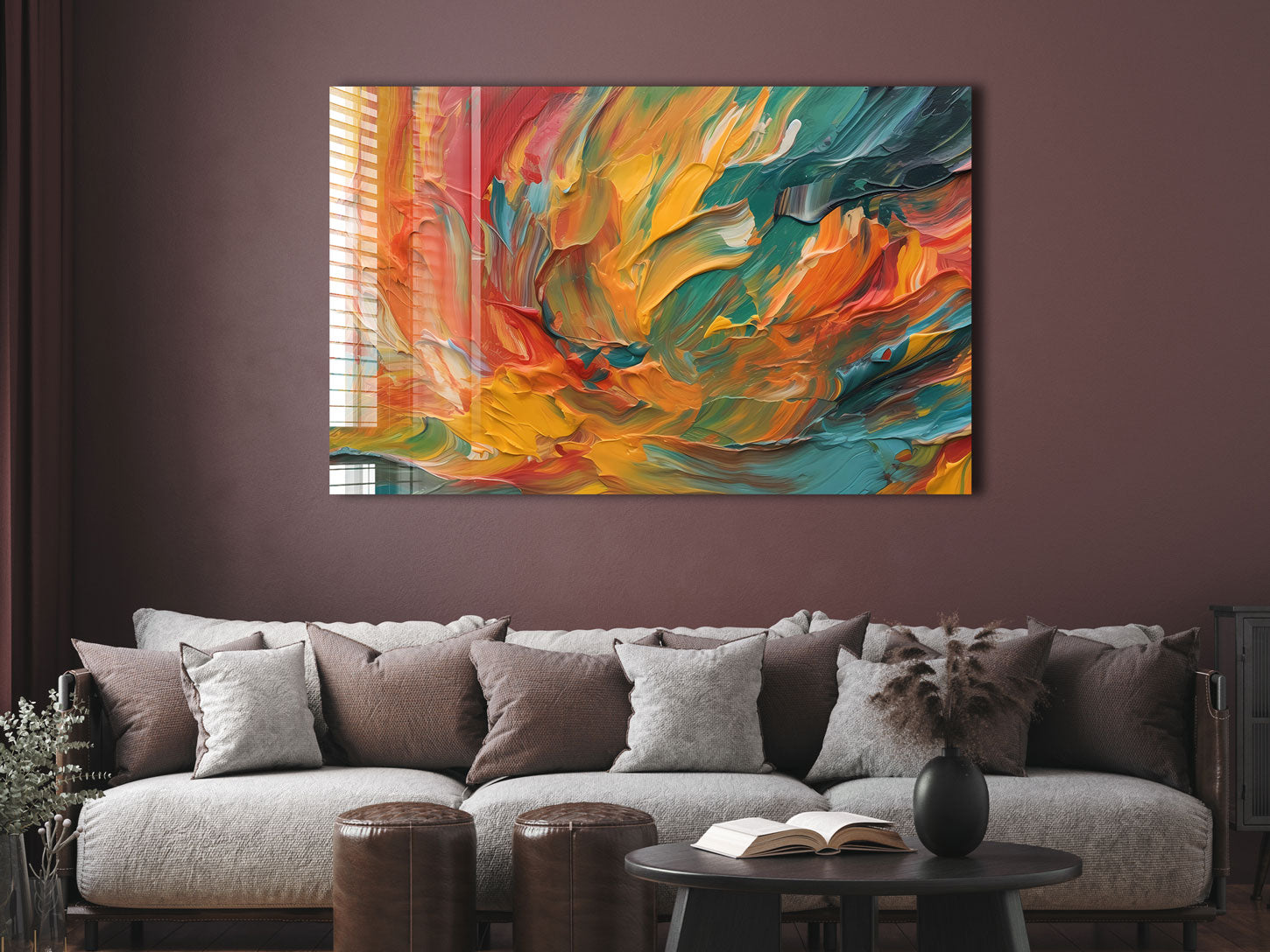 Orange Abstract Wall Art - Modern Canvas Painting for Home & Office Decor - Perfect for Living Room, Bedroom, and Workspace
