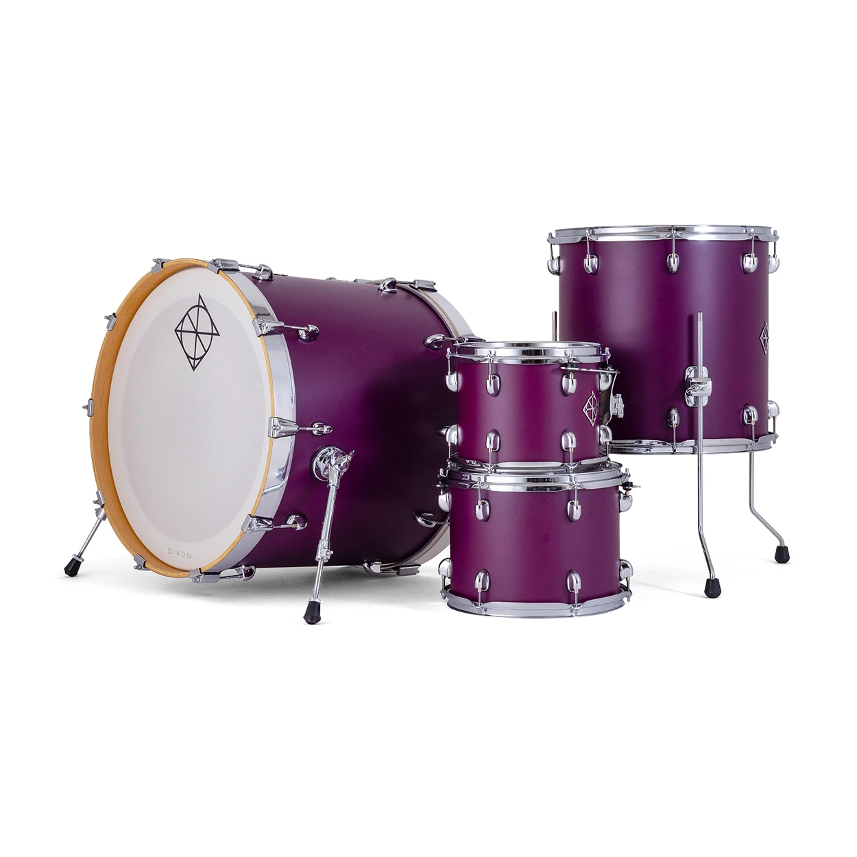 Dixon Cornerstone 4-Piece Maple Shell Drum Kit in Satin Deep Purple - Perfect for Live Performances, Studio Recording & Drum Enthusiasts