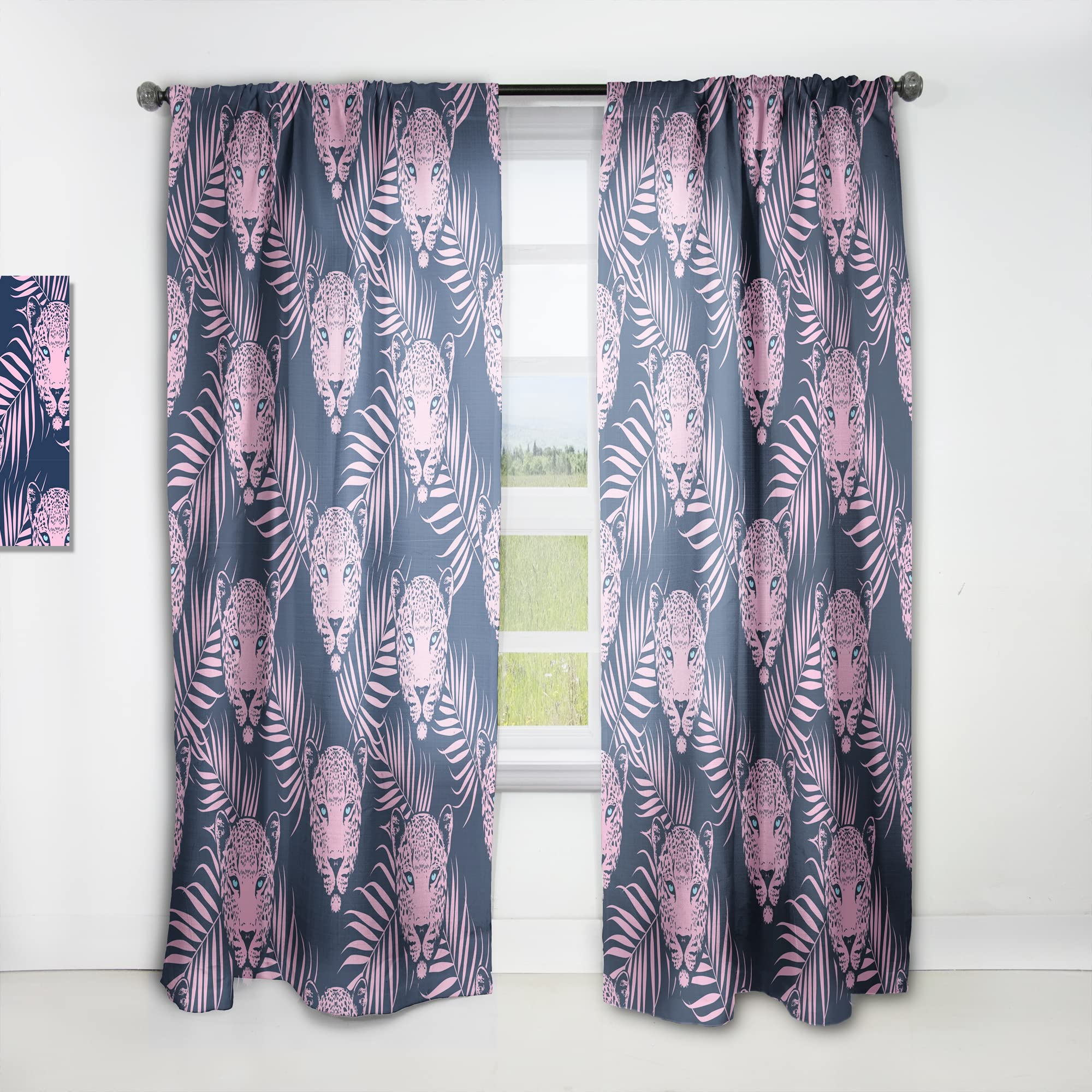 DesignQ Leopard Palm Leaf Print Blackout Curtains - Thermal Insulated Single Panel (52x95 inches) for Bedroom & Living Room - Elegant Window Drapes for Home Decor & Light Blocking