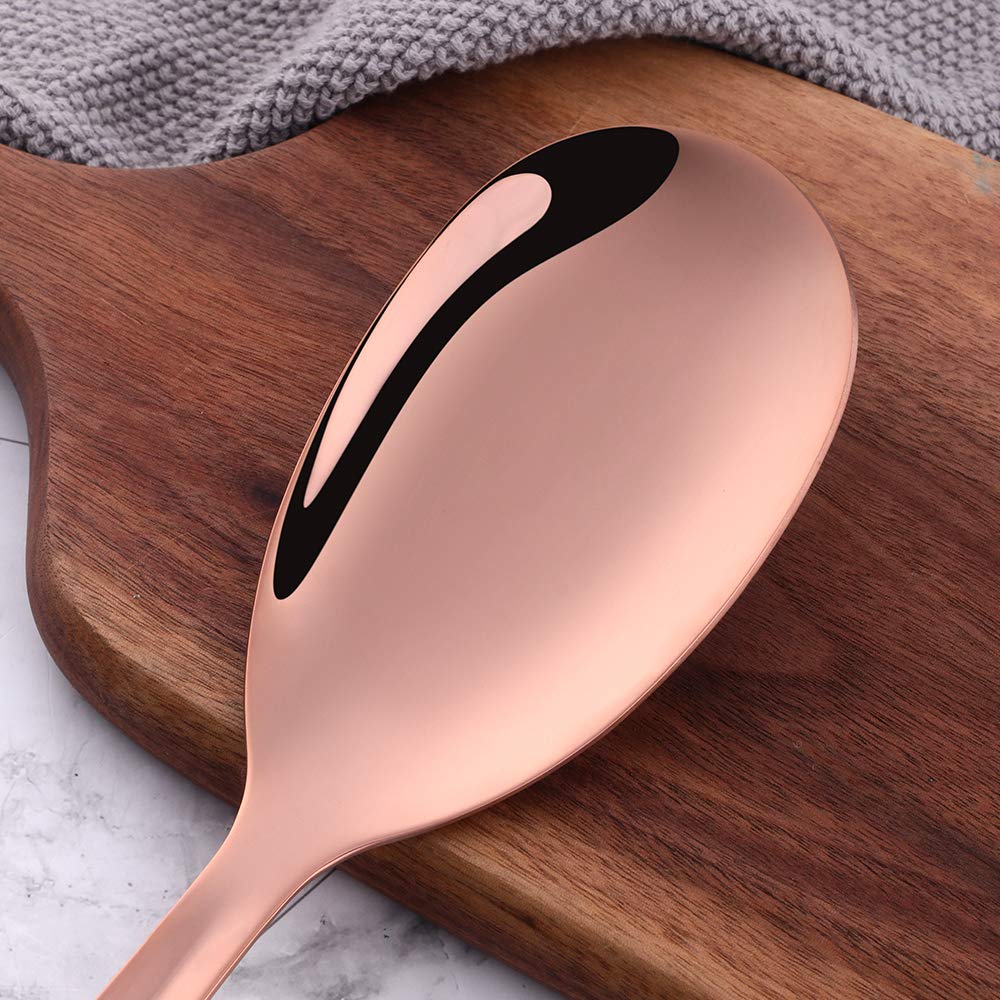 Premium Stainless Steel Rice Spoon Set - 5-Piece Mirror Polished Kitchen Utensils with Ergonomic Handle (10.3 Inch) - Dishwasher Safe Rice Paddle & Scooper - Perfect for Cooking, Serving Sushi, Rice Dishes & Meal Prep