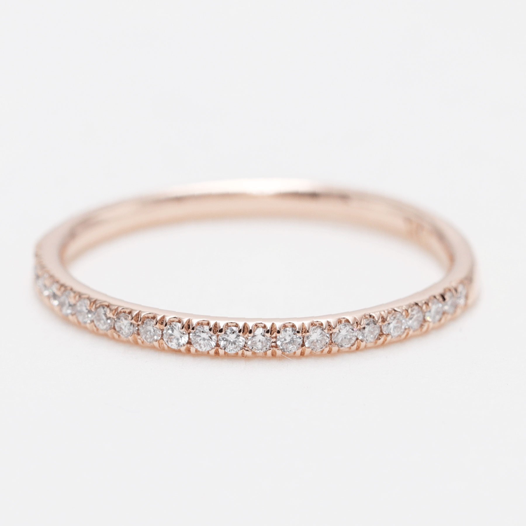 14K Rose Gold 1.7mm Diamond Halfway Wedding Band - Dainty Stackable Diamond Ring for Women, Perfect Matching Band for Engagement Rings, Promise Ring, Anniversary Gift (Ideal for Weddings, Proposals & Special Occasions)