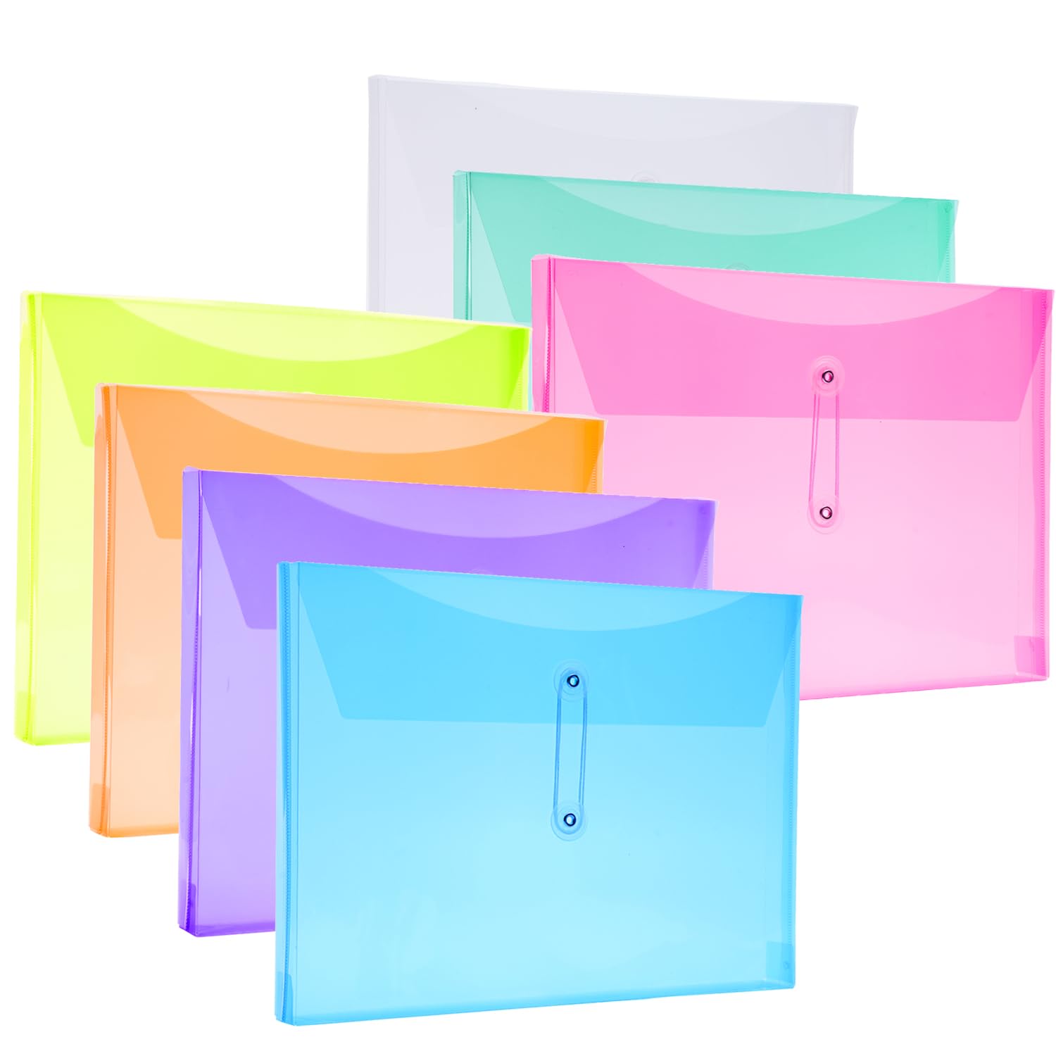 A4 Letter Size Plastic Poly Envelopes with Button & String Closure - 1-1/4