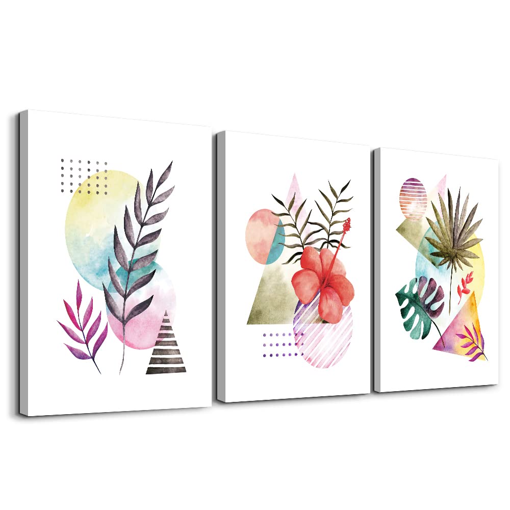 Abstract Watercolor Canvas Wall Art - 3 Pieces for Living Room, Bedroom & Kitchen Decor