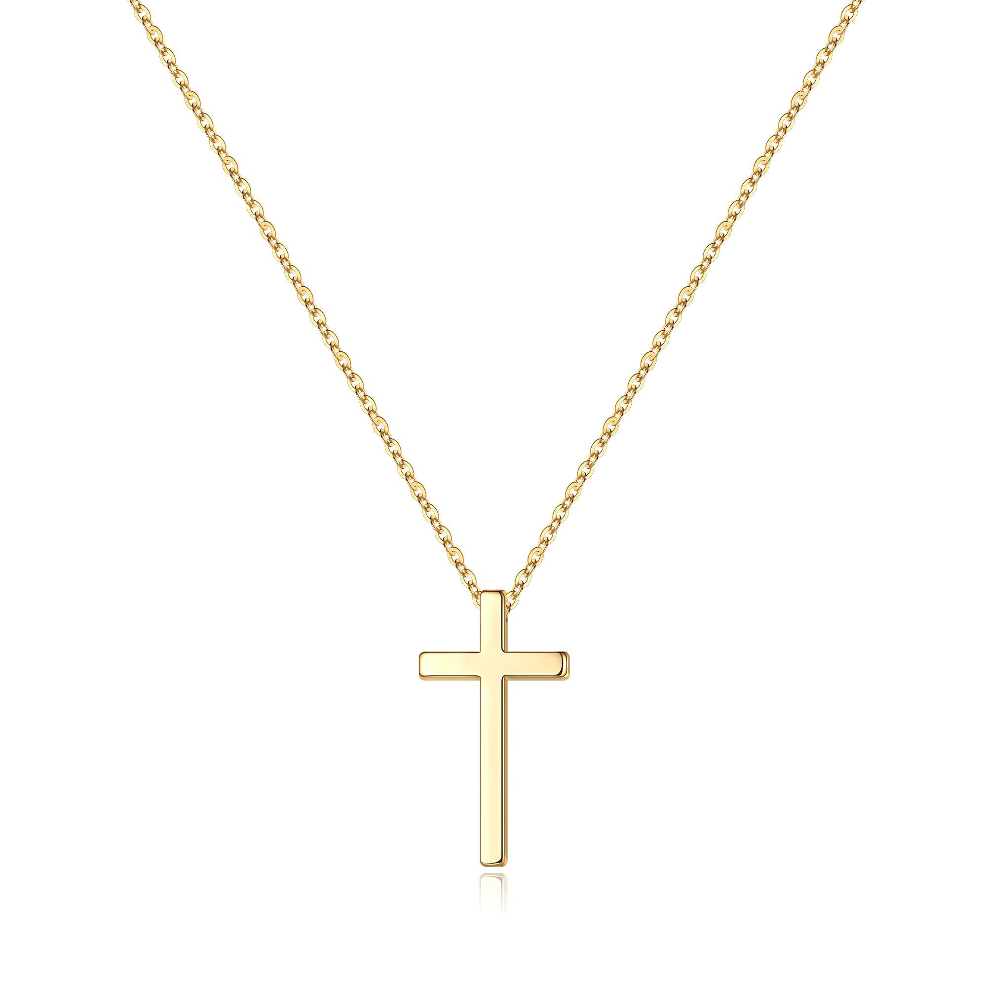 MONOZO 14k Gold Filled Dainty Cross Pendant Necklace for Women - Elegant Layered Choker with Sideway Cross Design, Perfect Jewelry Gift for Birthday, Mother's Day, Baptism & Church Occasions