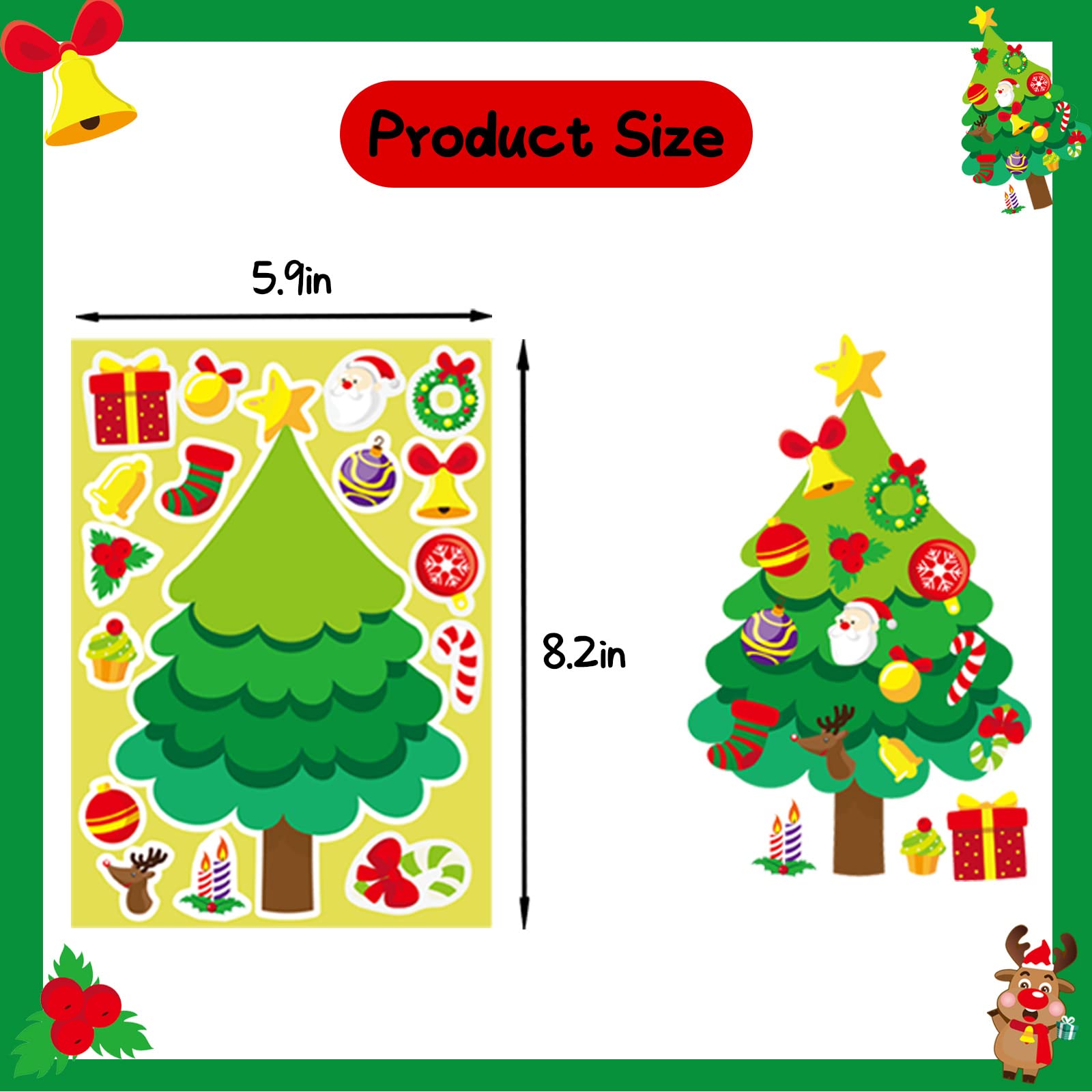 24 PCS Christmas Stickers for Kids - DIY Make A Face Stickers, Holiday Party Favors & Classroom Activities - Fun Christmas Party Games & Gift Exchange Ideas