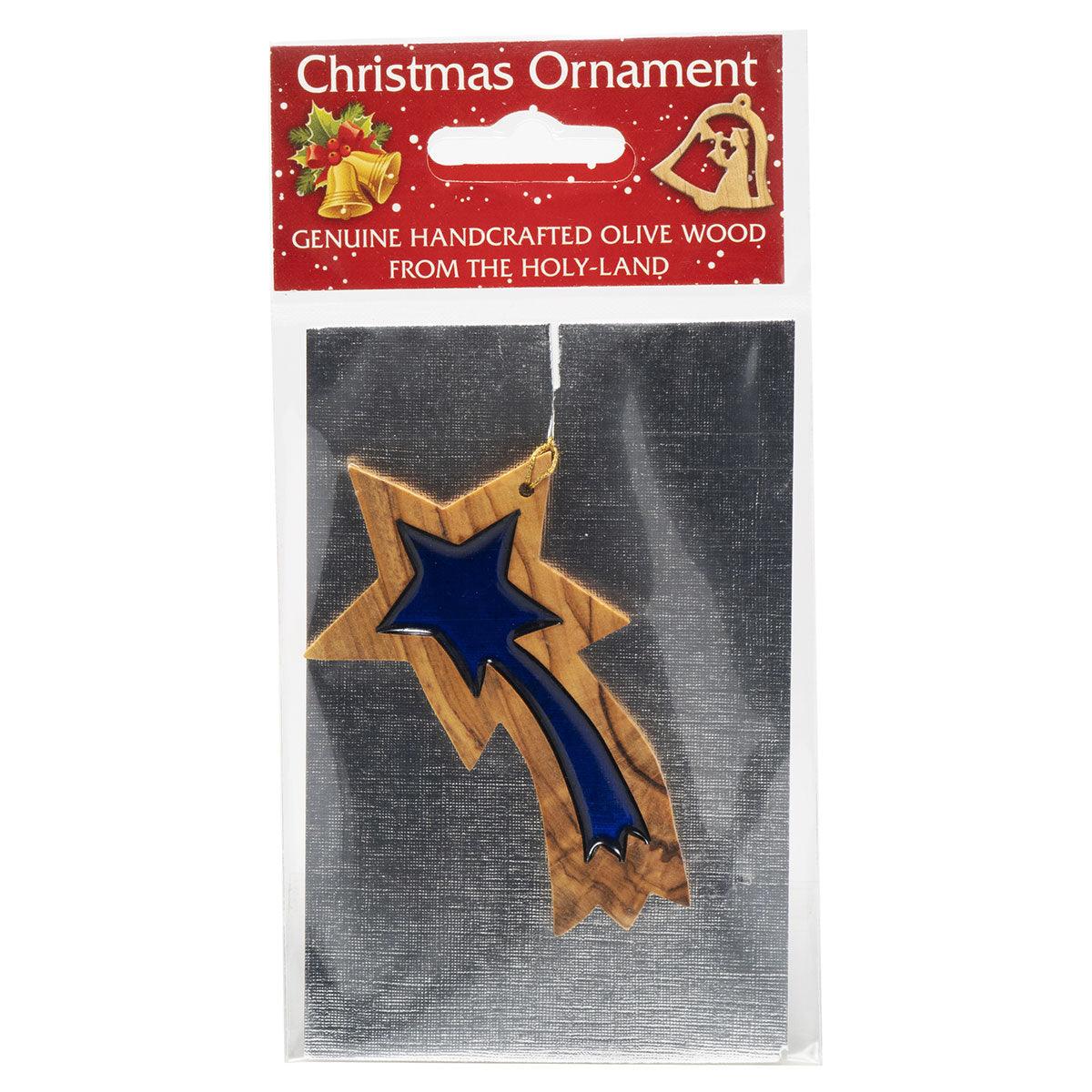 Handmade Olive Wood Christmas Ornament - Star of Bethlehem Nativity Scene Decoration for Tree, Gift & Holiday Home Decor