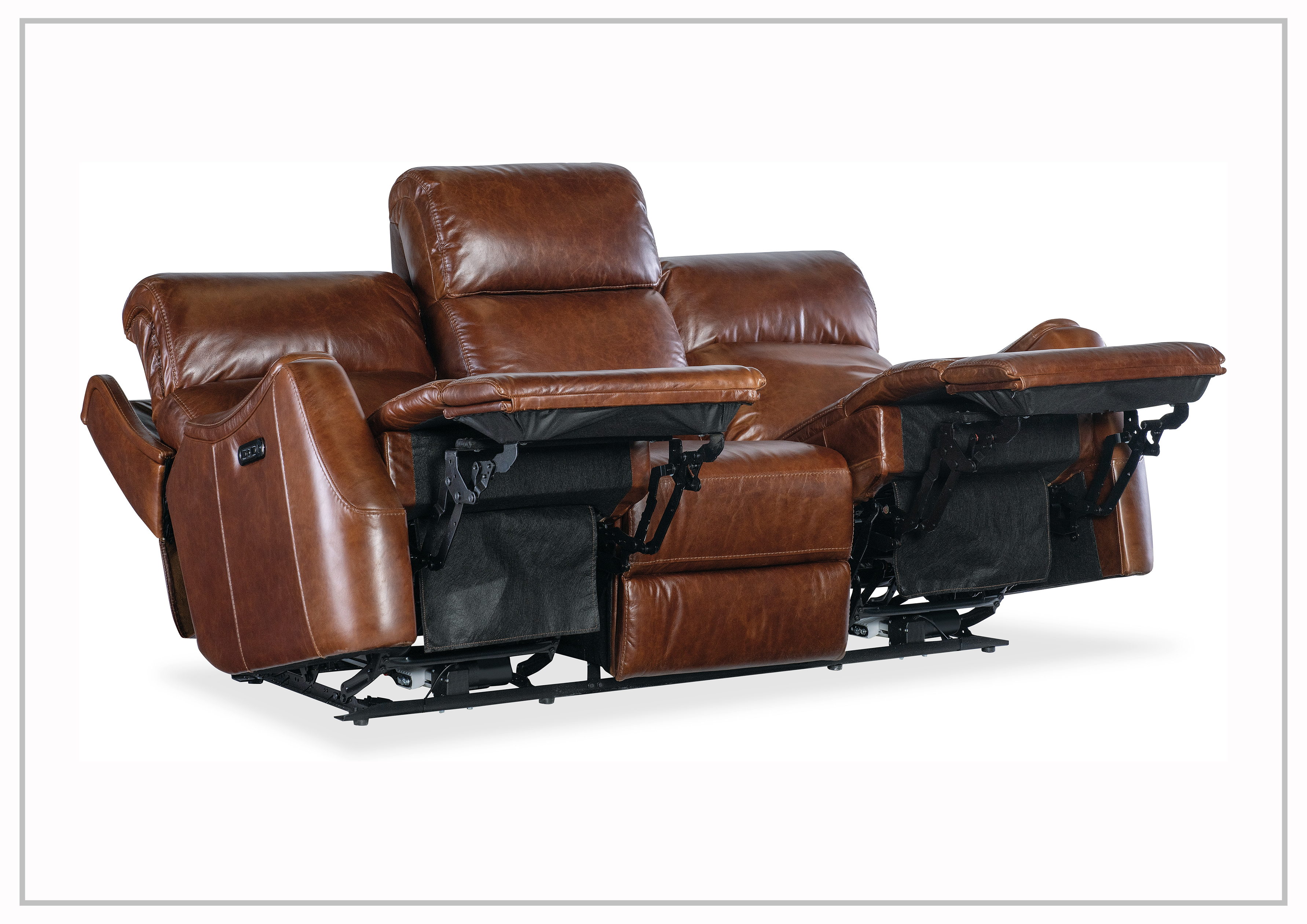 Harlan Zero Gravity Power Recliner Leather Sofa by Hooker Furniture - Modern Comfort for Living Room, Home Theater & Office Relaxation