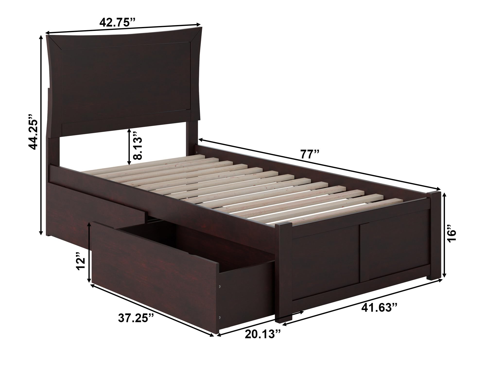 AFI Metro Platform Bed with Footboard, Storage Drawers & USB Charger - Modern Queen/King Size Bed Frame for Small Spaces, Bedroom Storage Solution with Convenient Charging Station