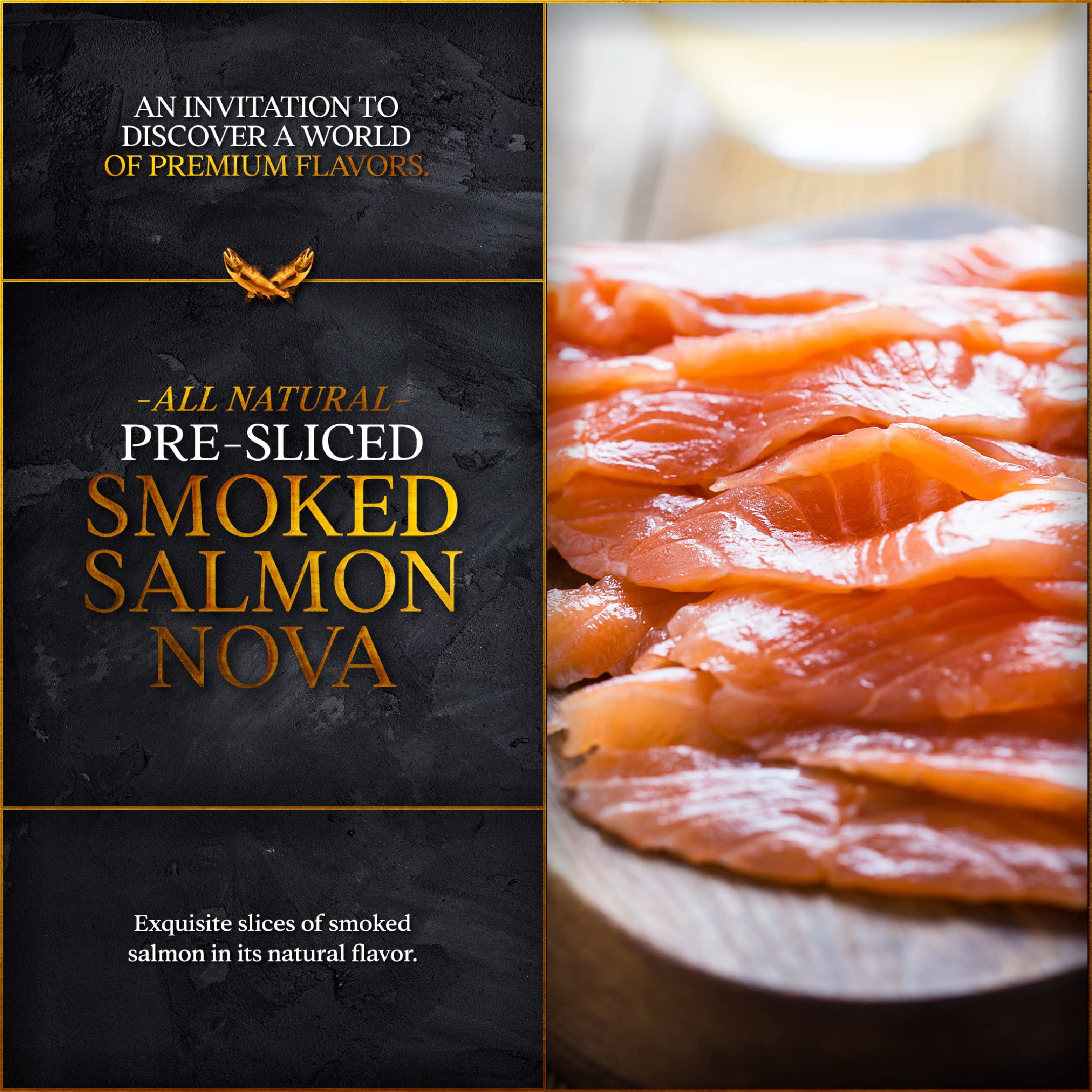 Premium Smoked Salmon Nova - Gourmet Wild-Caught Combo Pack (5 x 4oz) - Natural, Gravadlax & Garlic Pepper Flavors - Perfect for Brunch, Charcuterie Boards & Holiday Gifts