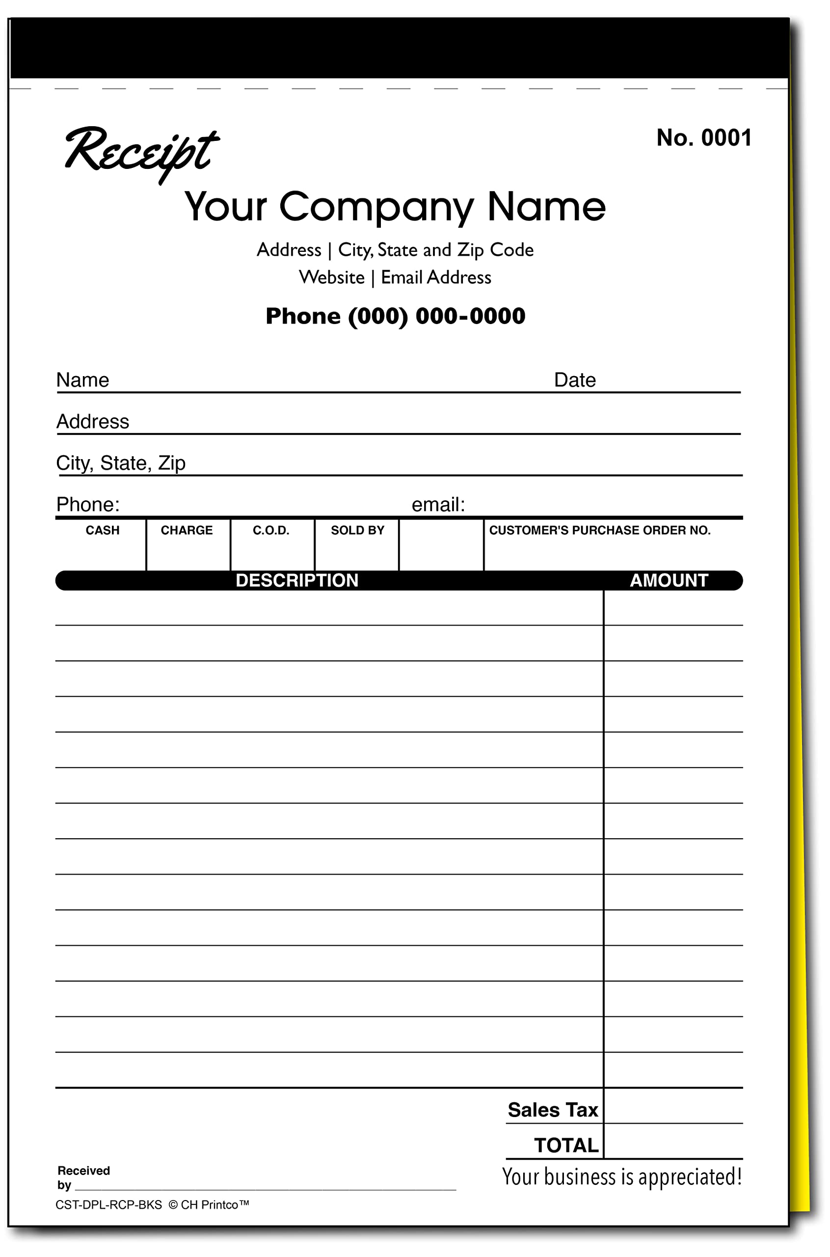 Custom Duplicate Receipt Books with Your Company Name - 2 Pack (100 Sets) Numbered Carbon Copy - Ideal for Small Business, Retail Stores & Service Providers