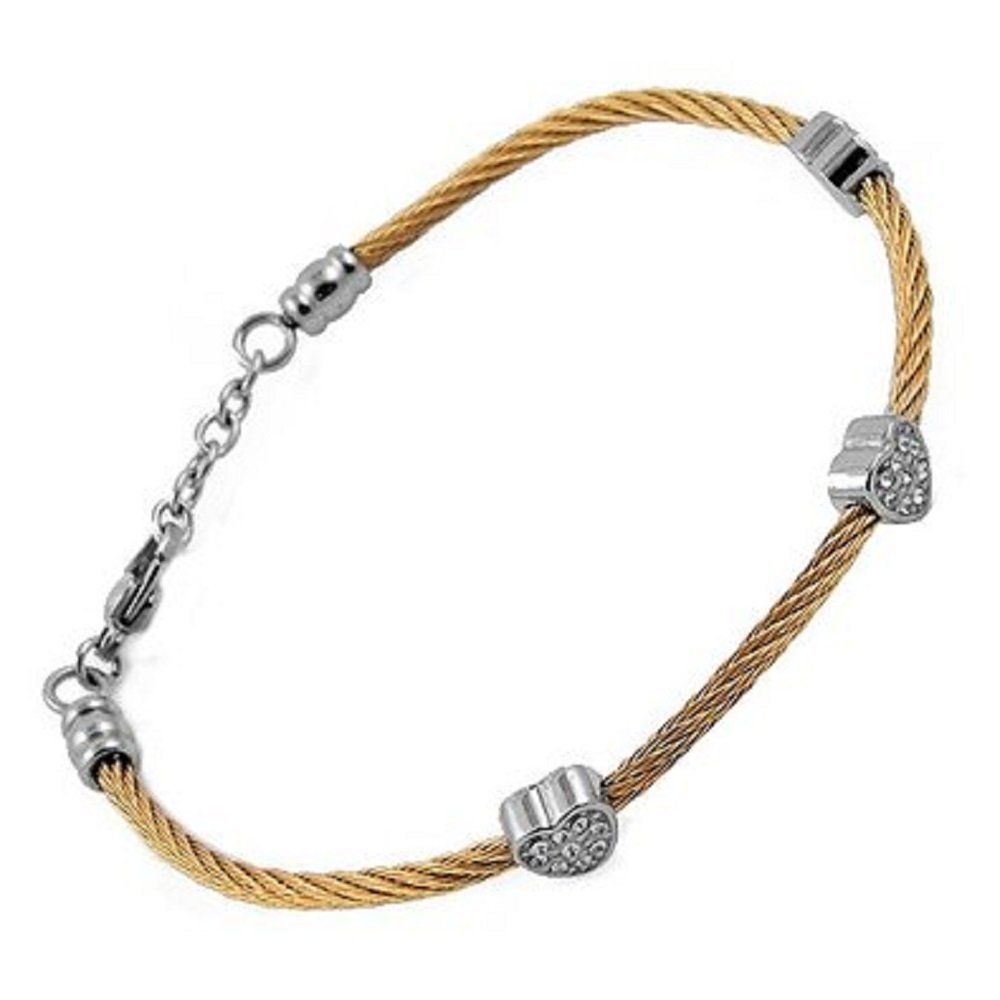 Rose Gold Stainless Steel Heart Cable Bracelet for Women - Elegant Adjustable Jewelry Gift for Valentine's Day, Anniversary & Special Occasions