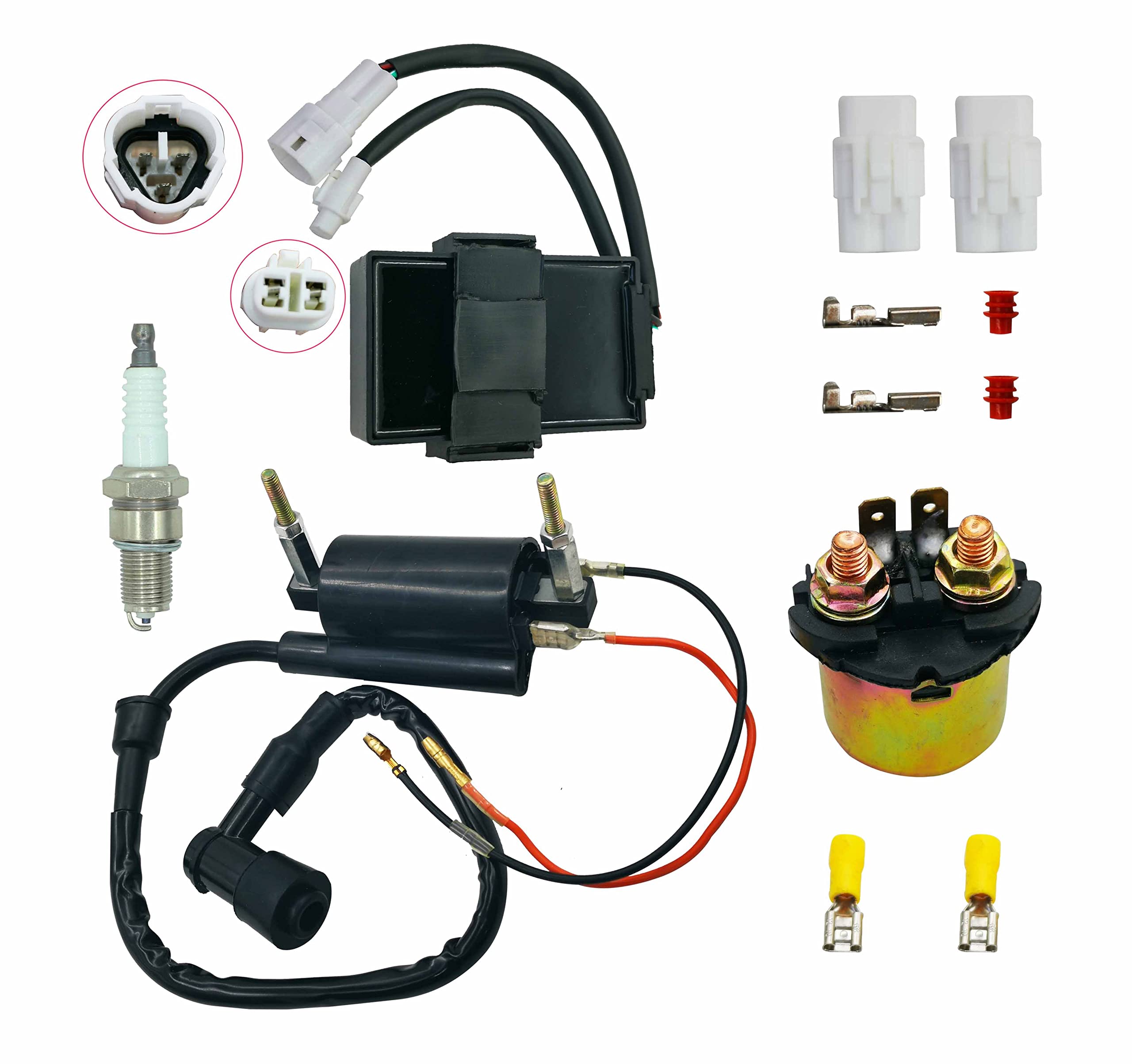 Kawasaki Bayou 300 KLF300 CDI Box, Ignition Coil & Starter Solenoid Relay Replacement Kit (1989-2004) - Compatible with ATV, Off-Road & Utility Vehicles