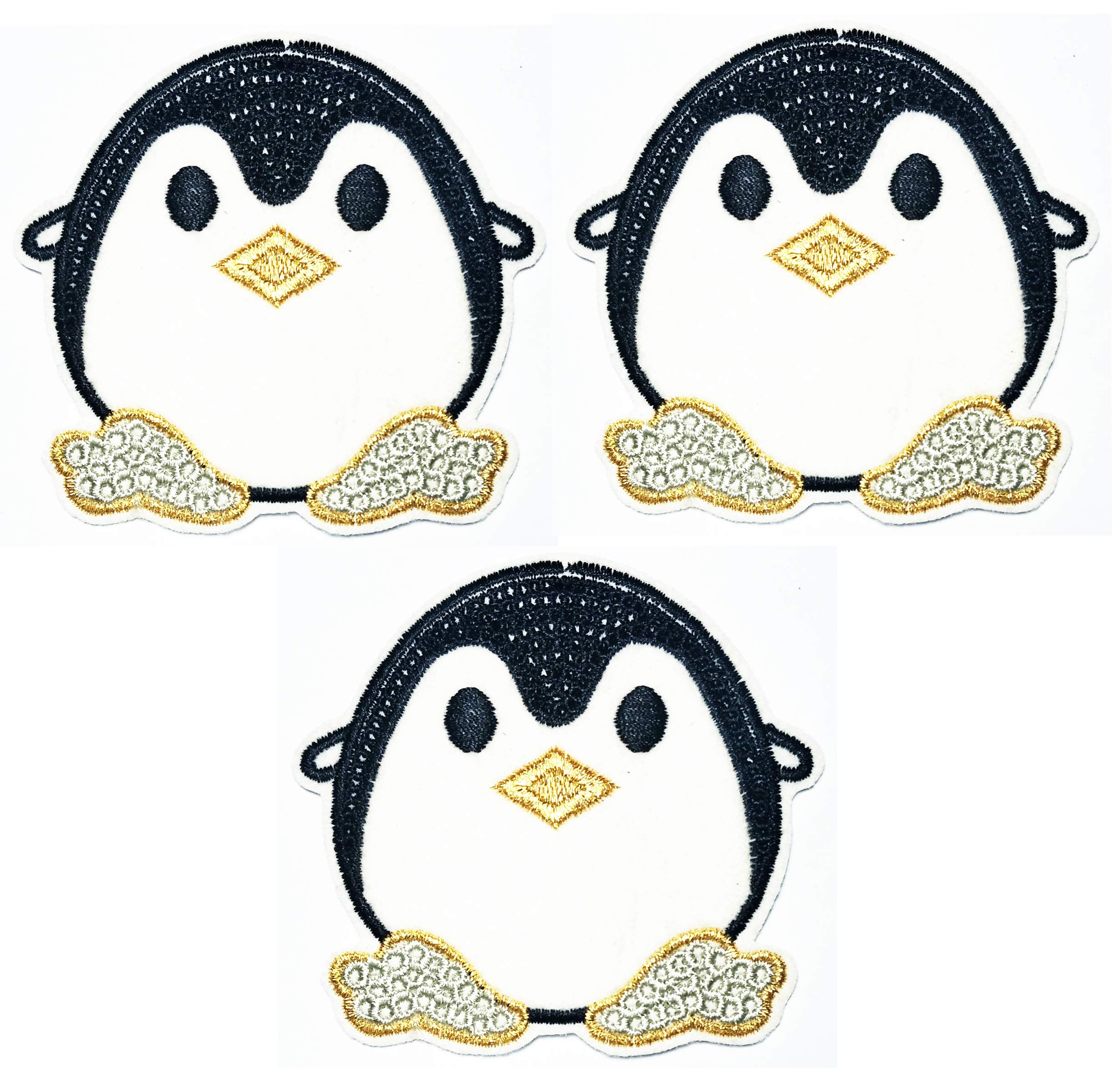 Umama Set of 3 Cute Penguin Embroidery Patches - Iron On Applique for DIY Clothes, Jeans, T-Shirts & Hats - Cartoon Bird Design for Kids & Adults - Perfect for Backpacks, Jackets & Craft Projects
