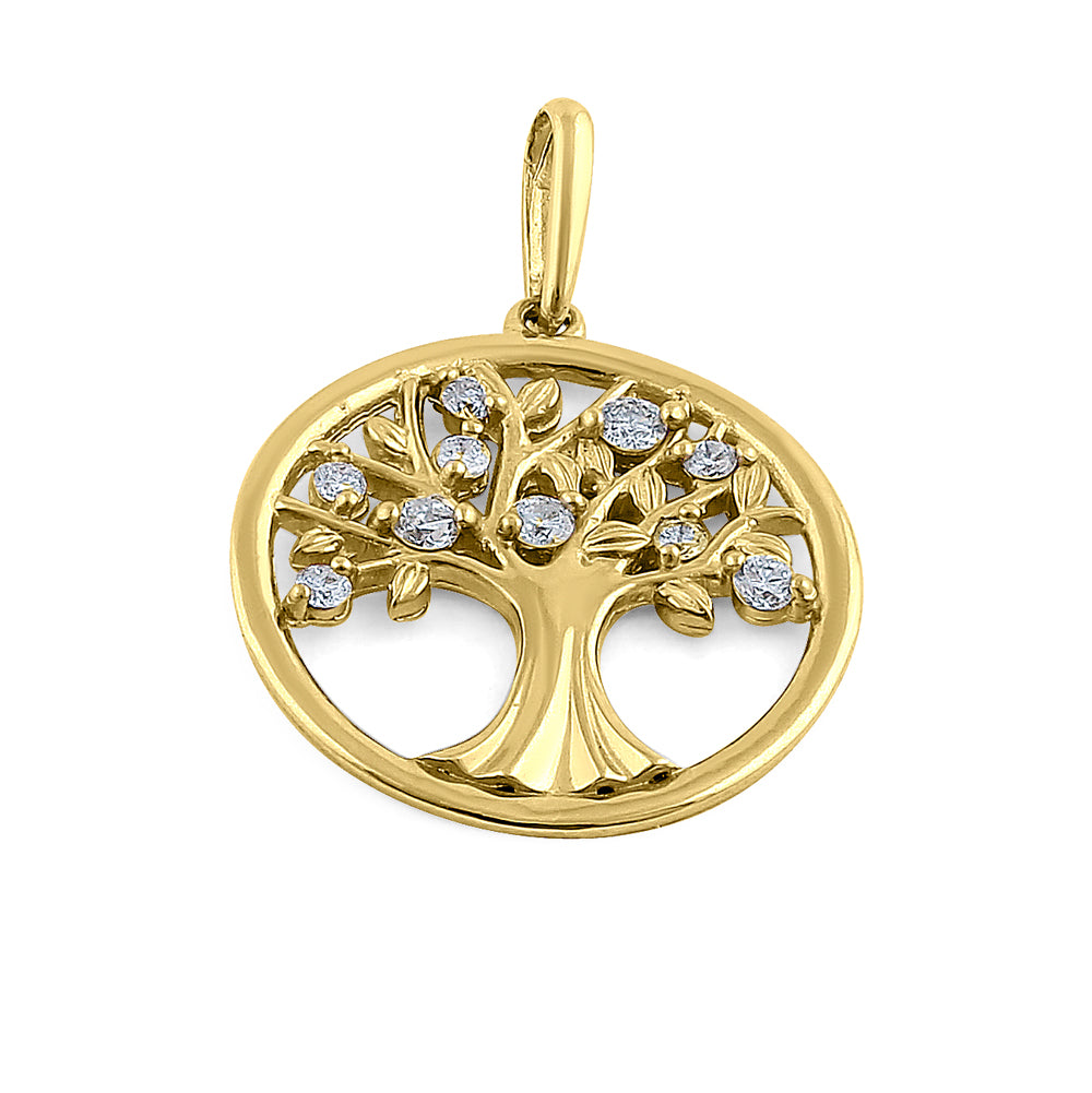 14K Solid Yellow Gold Tree of Life Pendant with Diamonds - Elegant Jewelry Gift for Women, Perfect for Anniversaries, Birthdays & Special Occasions