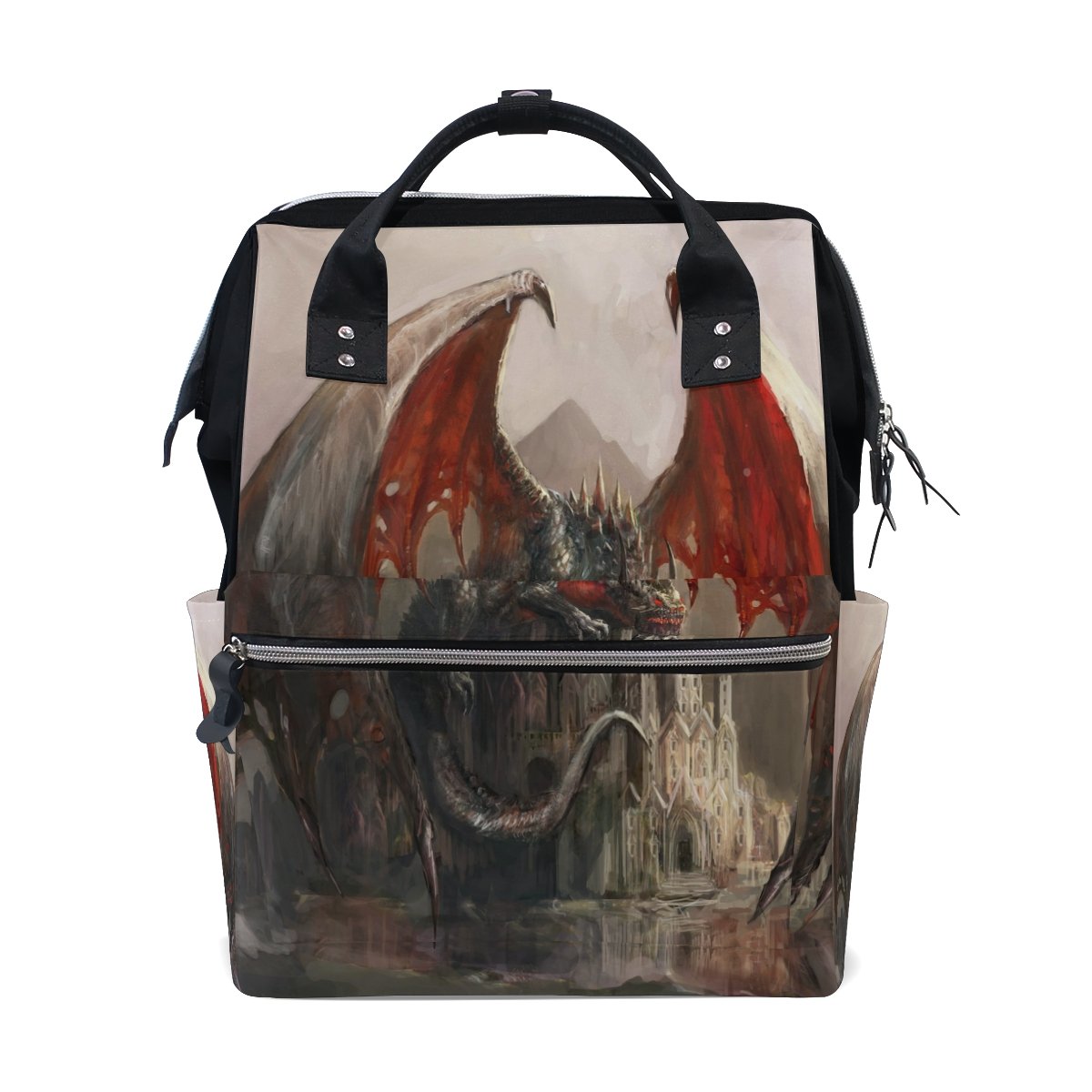 WOZO Dragon Sleeping Castle Multifunctional Diaper Backpack - Large Travel Baby Bag for Parents, Waterproof & Spacious Diaper Organizer for Daycare, Outings, and Family Trips