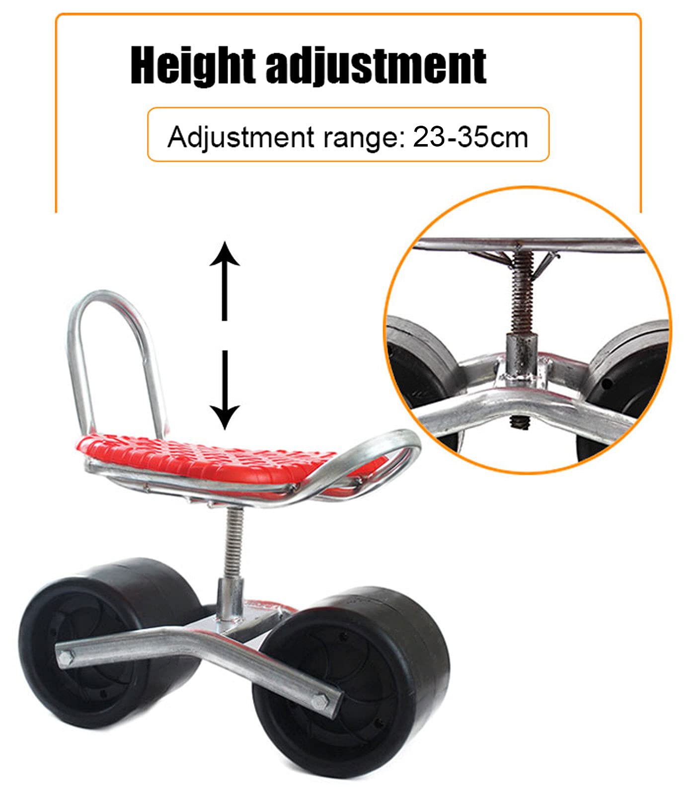 **Lightweight Rolling Garden Stool with 360° Swivel & Height Adjustment – Heavy Duty 190kg Capacity, Umbrella Stand – Perfect for Weeding, Planting, Cleaning & Outdoor Repairs (Ideal for Seniors & Gardeners)**