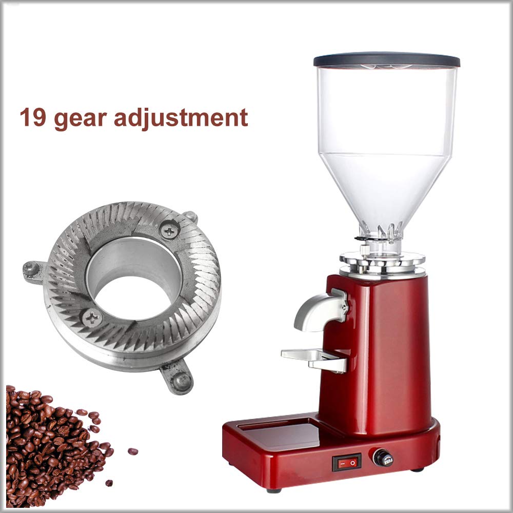 Huanyu Electric Coffee Grinder 1000G - Professional Automatic Burr Grinder for Beans, Nuts & Spices - 200W Stainless Steel Mill with 19 Adjustable Grind Settings (110V, Red) - Perfect for Home, Office & Coffee Shops