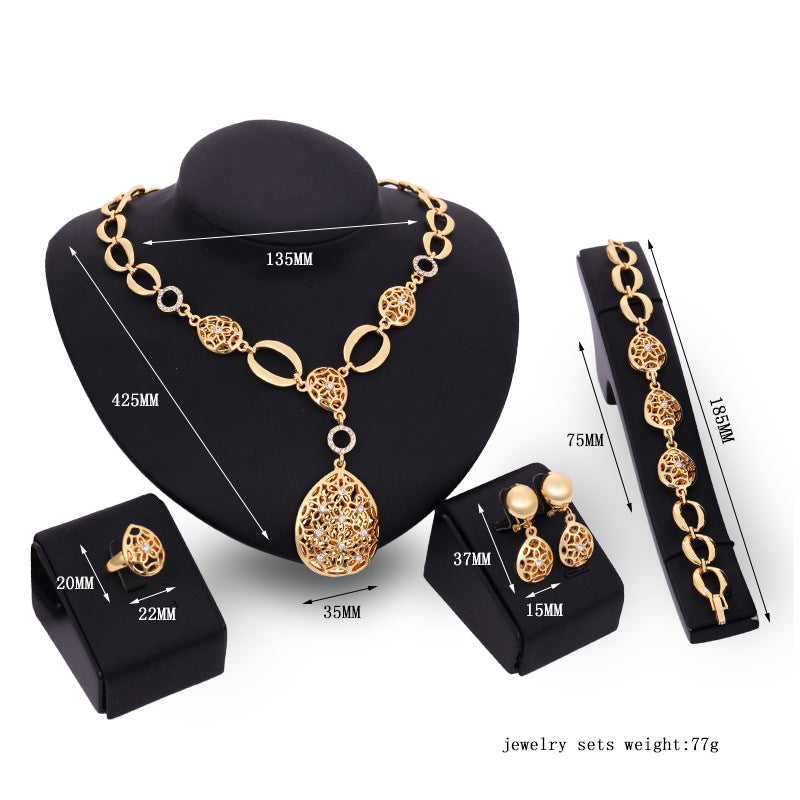Stylish 4-Piece Jewelry Set - Necklace, Earrings, Bracelet & Ring for Women | Perfect for Parties, Weddings & Everyday Wear