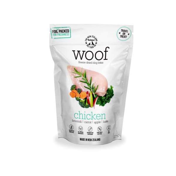 WOOF Chicken Freeze Dried Raw Dog Food - Grain Free, High Protein Treats for Small & Large Dogs (2 Sizes) - Perfect for Training, Travel & Outdoor Adventures