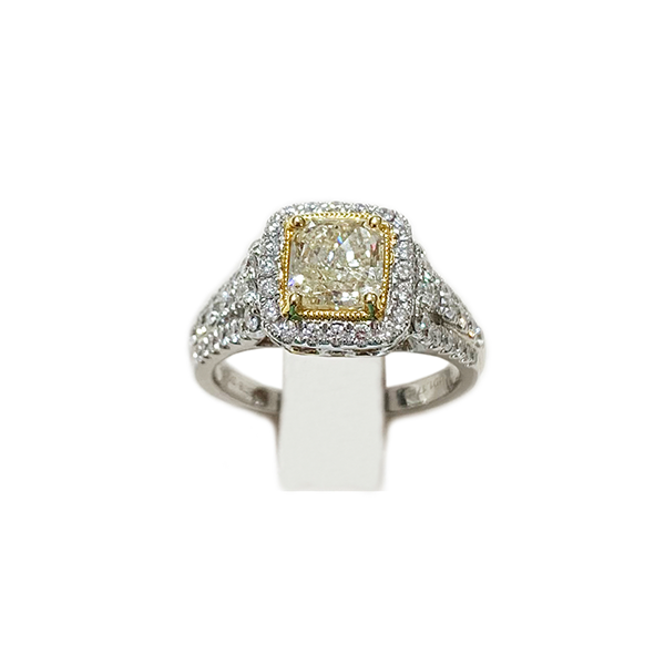 18K Two-Tone Yellow Diamond Ring for Women - Elegant Wedding, Engagement & Anniversary Jewelry Gift - Perfect for Special Occasions & Everyday Luxury