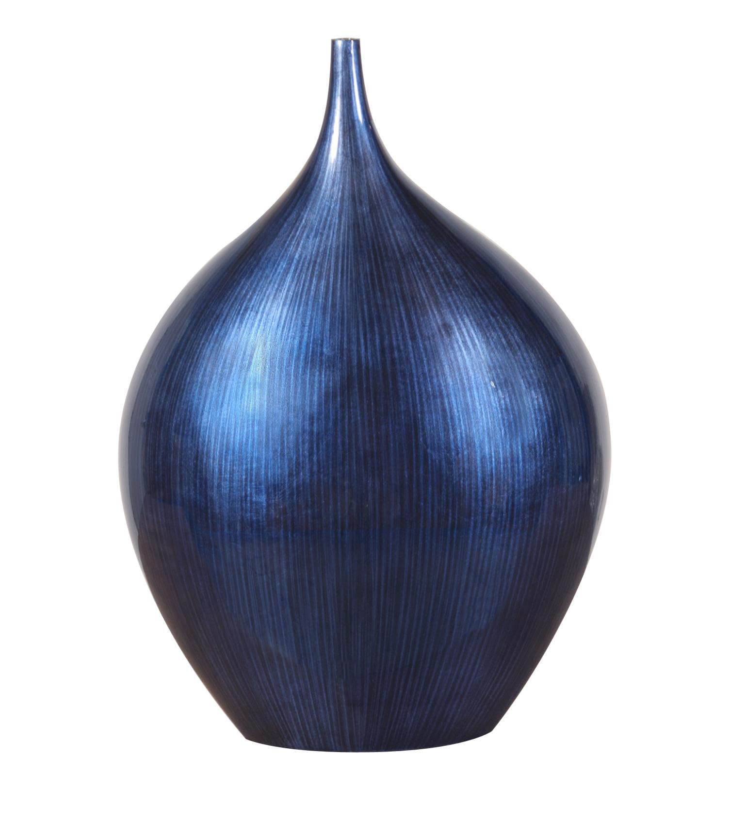 Howard Elliott Cobalt Blue Wooden Vase - Handcrafted Home Decor with Rich Cobalt Blue & Brushed Black Lacquered Finish - Perfect for Table Centerpiece, Flowers, Console Table & Living Room Decor - Ideal for Farmhouse, Modern & Boho Style Home Decor