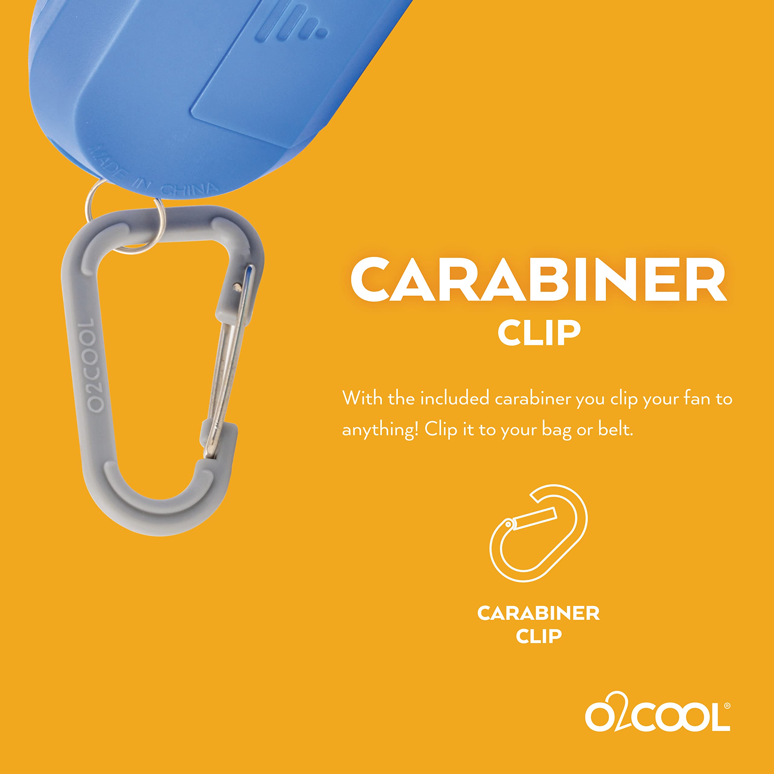 O2COOL 2 Pack Keychain Sport Misting Fan - Portable Battery Powered Handheld Fan with Carabiner Clip & Water Mister - Perfect for Outdoor Sports, Hiking, Travel & Hot Weather (Blue)