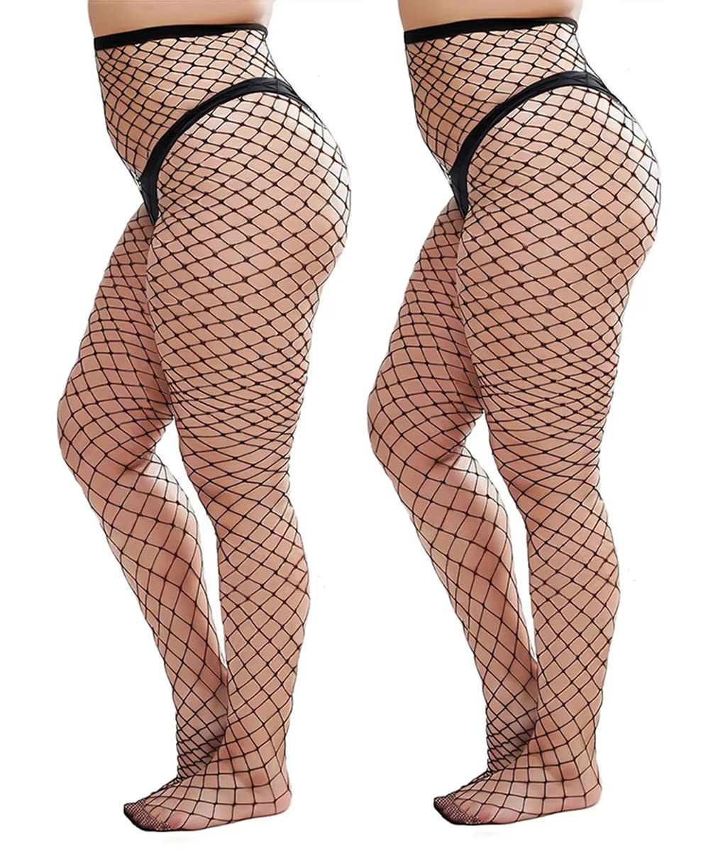 Sexy Black Fishnet Tights for Women - Plus Size Net Pantyhose Stockings | Perfect for Halloween, Cosplay & Night Out Outfits