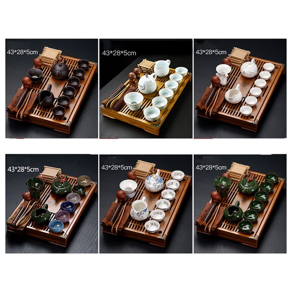 Premium Chinese Gongfu Tea Set - Ceramic Teapot with 6 Cups & Saucers, Tea Tray & Travel Case | Traditional Japanese Style Buddha Zen Tea Ceremony Set for Home, Office & Travel Use